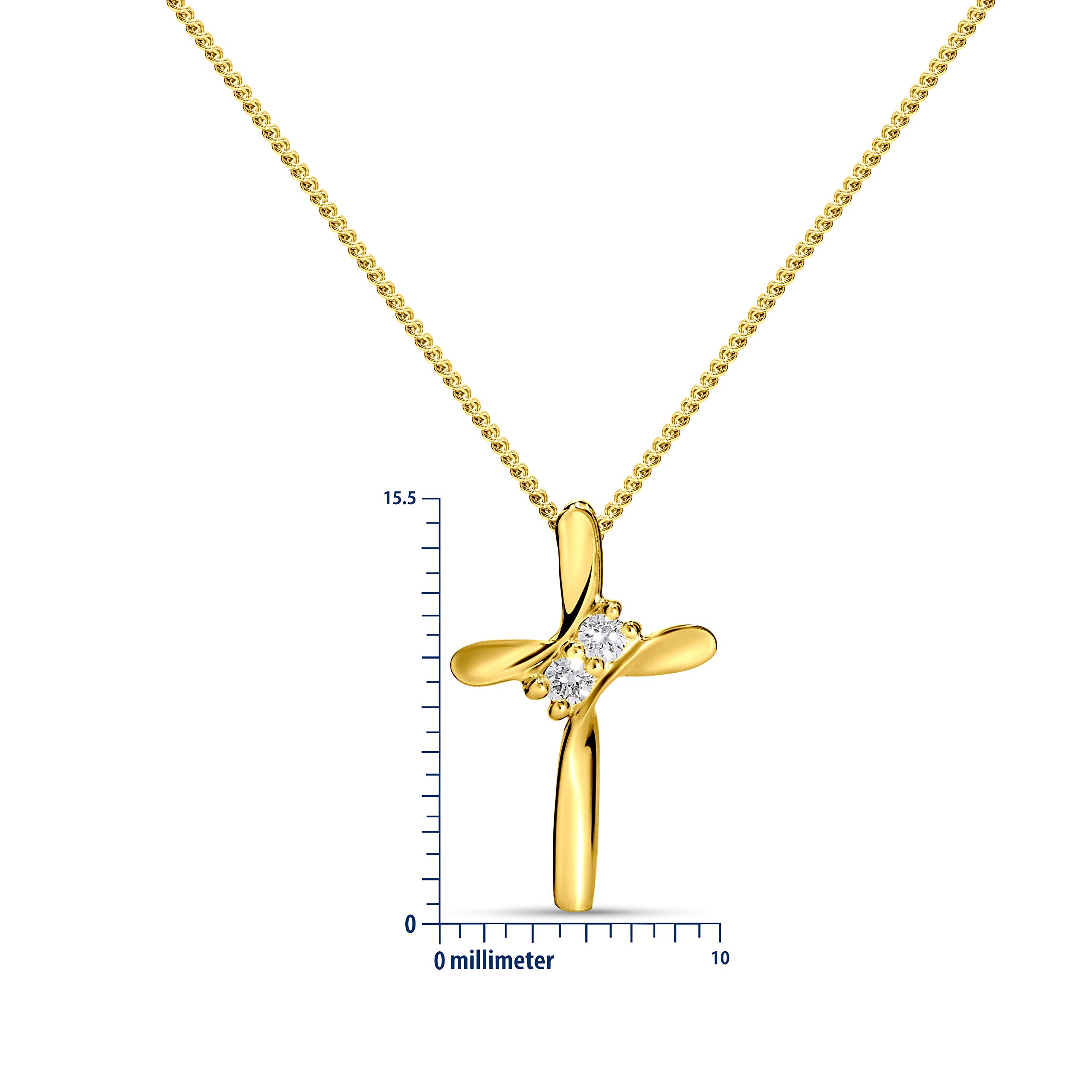MIORE Joyas para mujer 0,05 quilates de diamante con cadena brillante de oro amarillo- oro blanco de 9 quilates