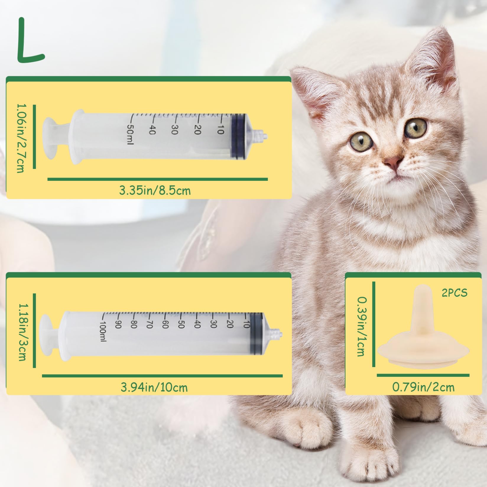 Tétine Miracle pour chatons seringue à tétine biberon pour chaton 2 pièces 10 ml + 30 ml seringue d'alimentation pour chats, tétine en silicone sûre pour chat, biberons anti-mastication pour chiots