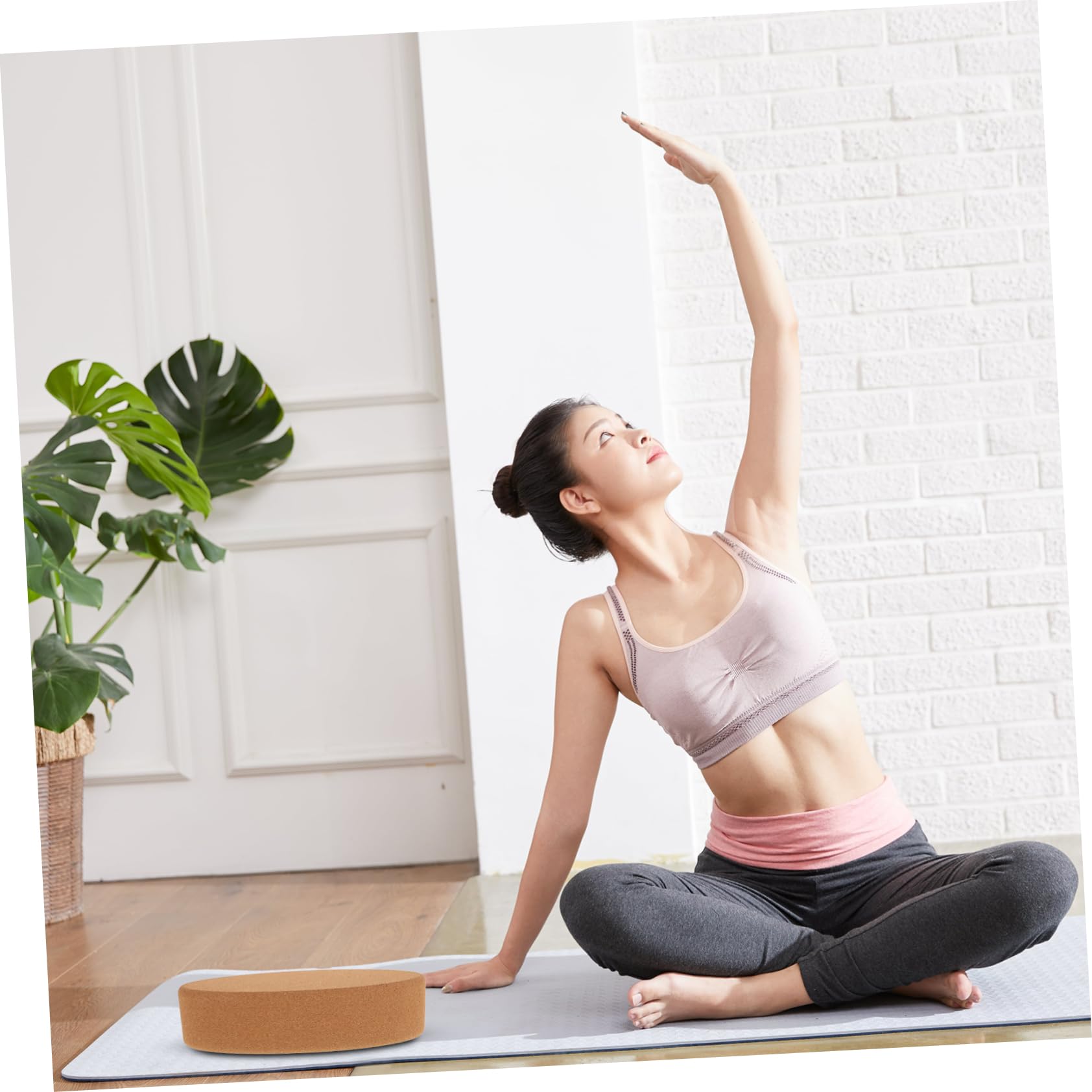 ibasenice Brique de Yoga Liège Souple Bloc Ovales pour Yoga Fitness Étirements et Renforcement Musculaire