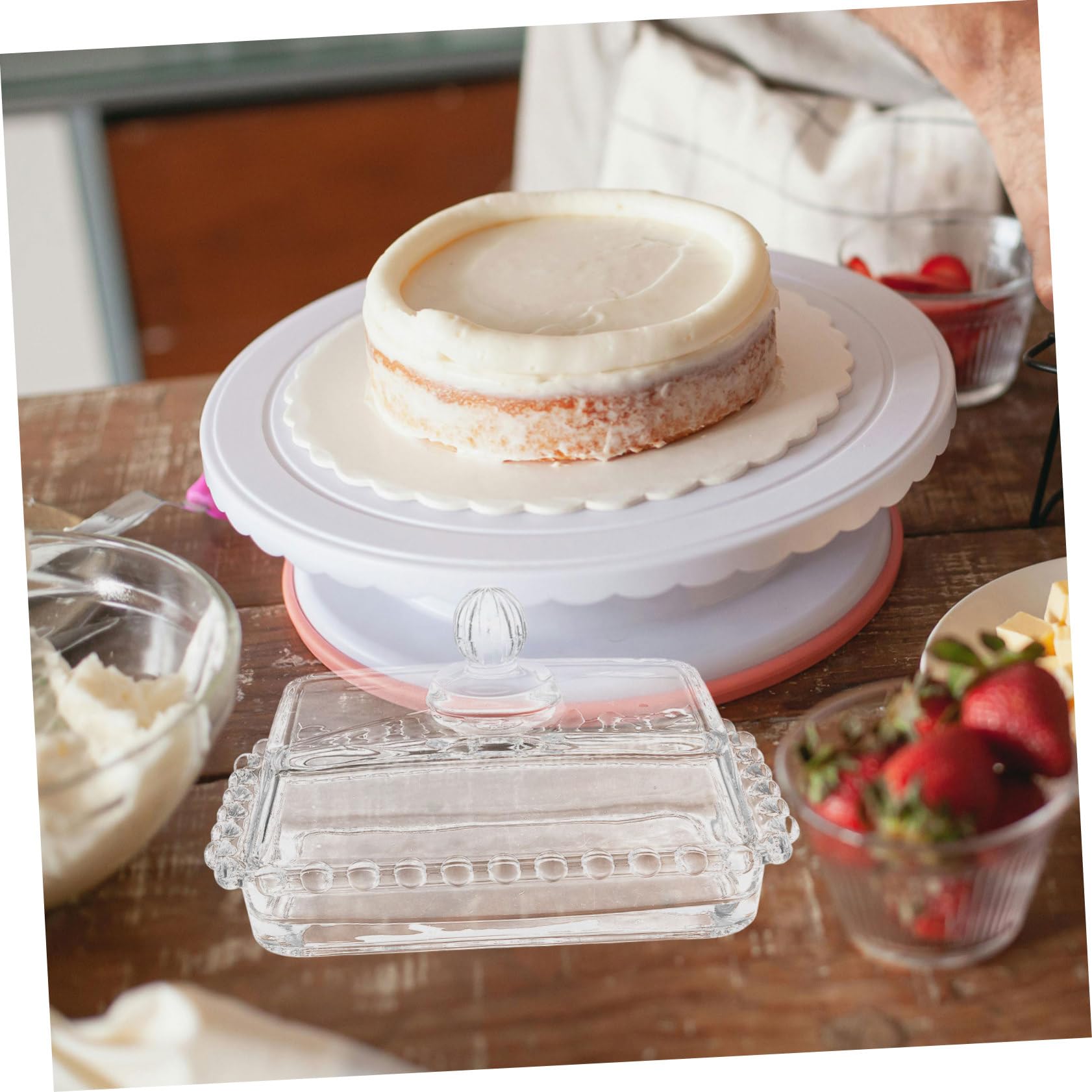Amazon | MUCKLILY ガラス製バターケース 蓋付き食品容器 バター保存