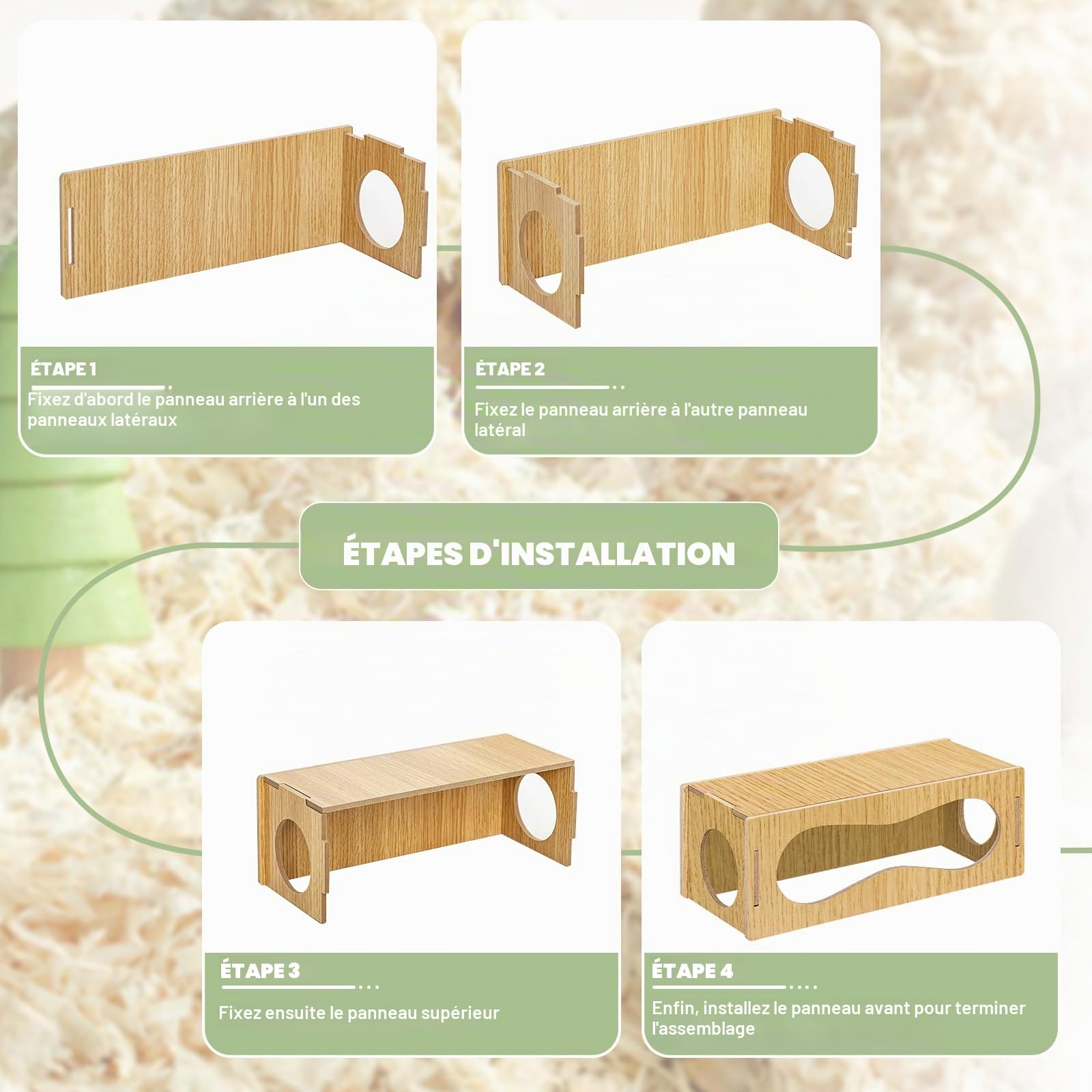 Niche en bois pour hamster - Accessoire pour activités de vie, jouets et décoration - Taille S