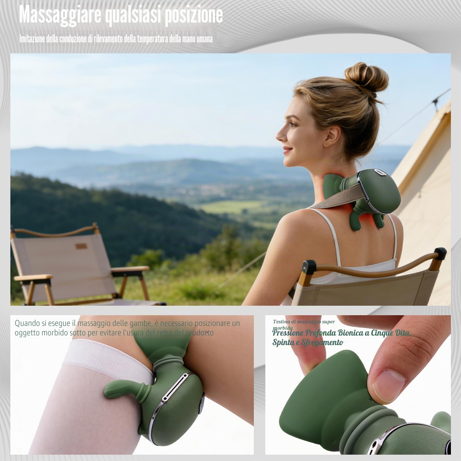 Massaggiatore Cervicale, Massaggiatore Collo Portatile Per Collo E Schiena, Massaggio Elettrico Per Tessuti Profondi 4D, Design Simulato Della Mano Umana Per Alleviare