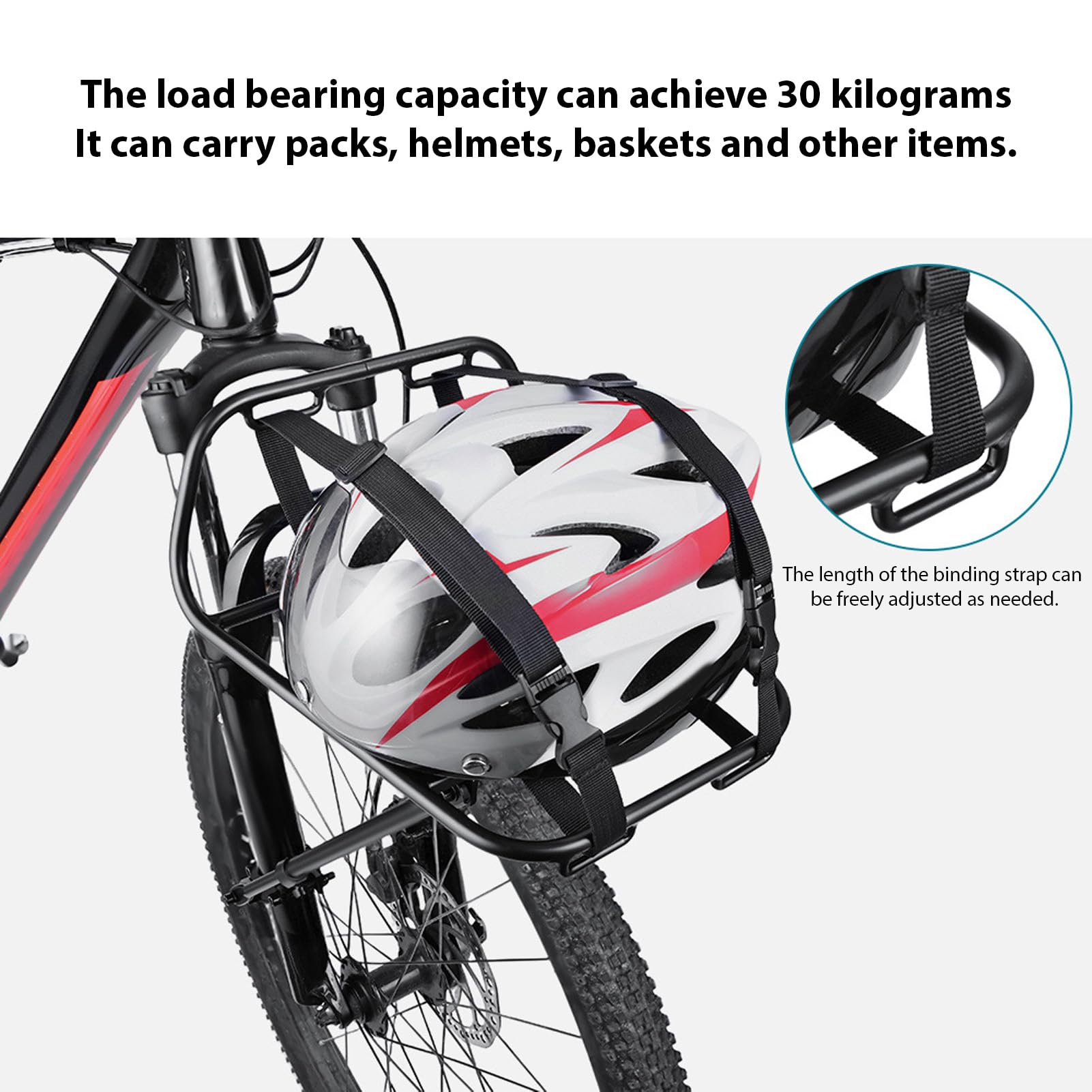 Asixxsix Bagażnik Przedni na Rower z Rozpórkami, Stop Aluminium | Obciążenie 30 kg, odłączany, uniwersalny do rowerów turystycznych 26–29 cali 700C Gravel Touring Commuter, torba do noszenia
