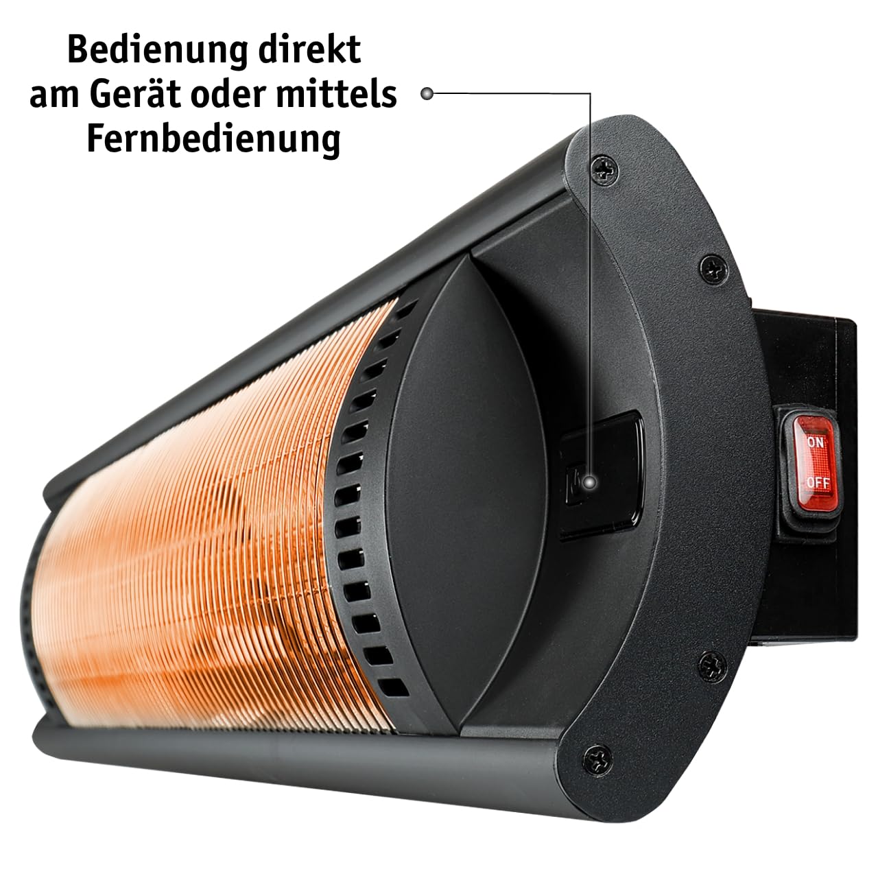 WALTER Professional Infrarot Wandheizstrahler 2000 W, 4 Stufen, Karbon Infrarot-Technologie, Terrassenheizstrahler für Innen- und Außenbereich, Timer Funktion, mit Fernbedienung, inkl Wandhalterung