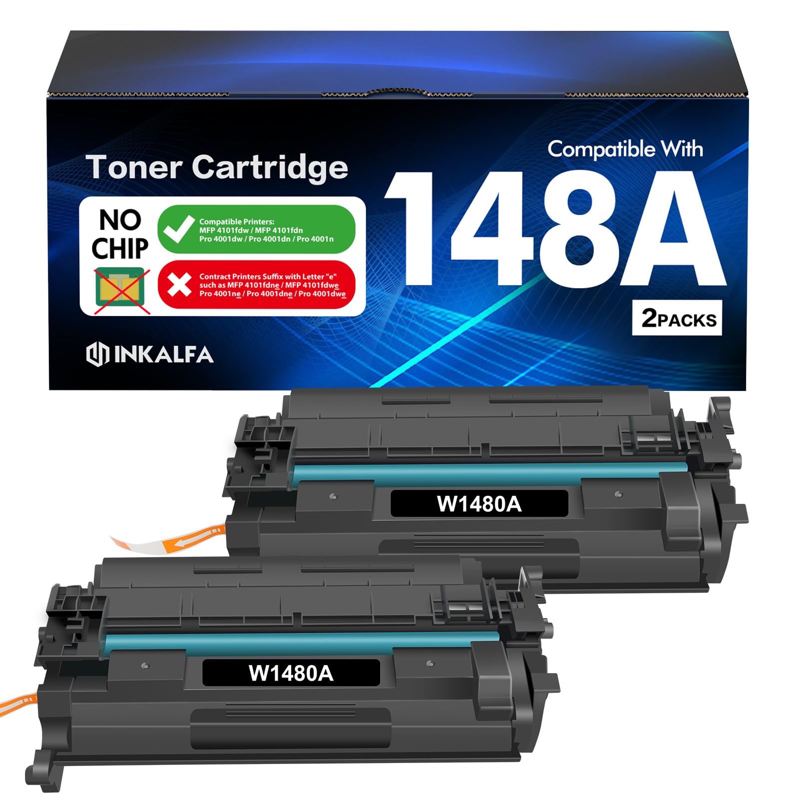 No Chip 148A W1480A Toner Cartridge Black High Yield 4001n MFP 4101fdw