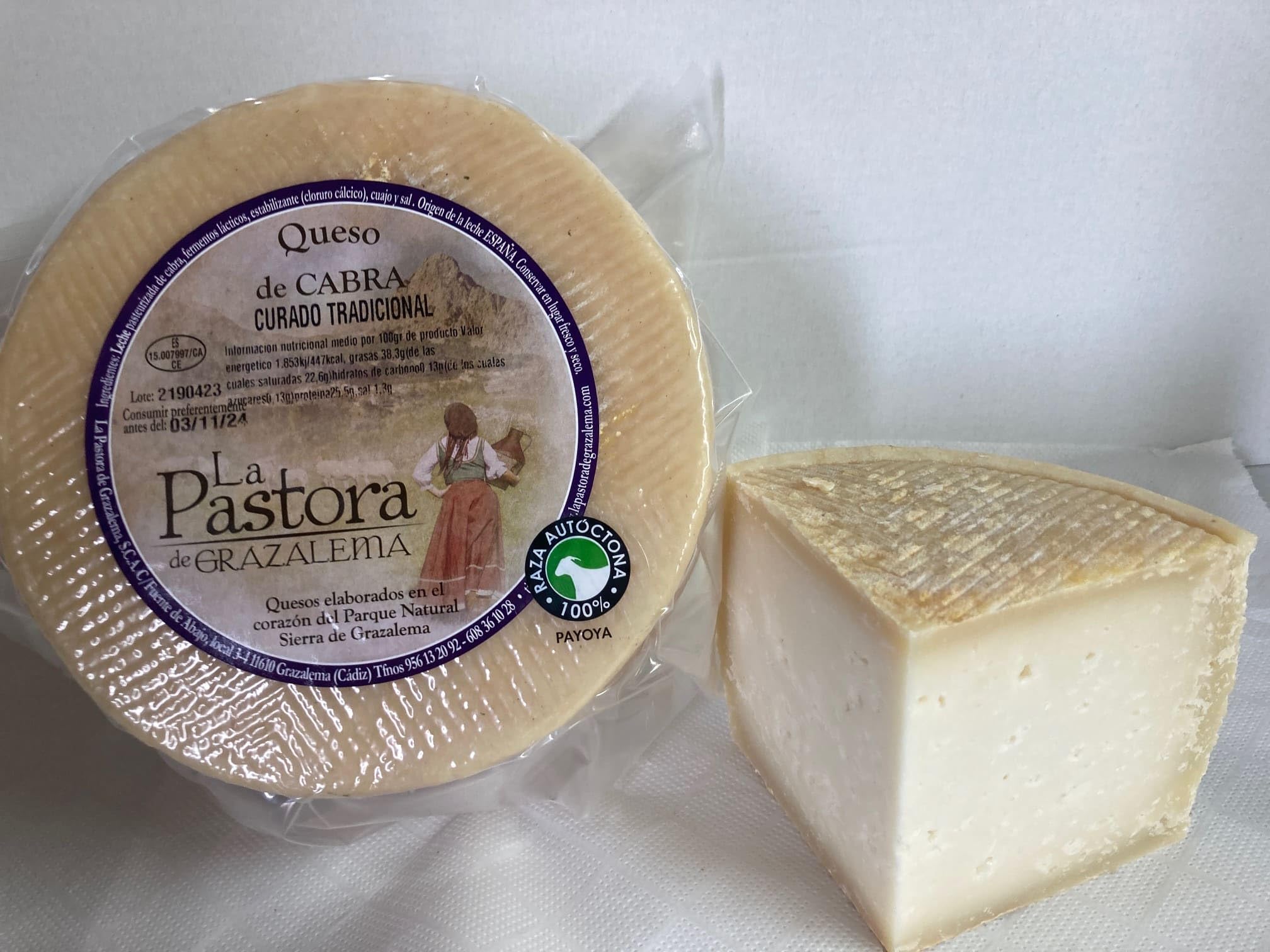 Queso curado de cabra payoyo 900g - La Pastora - De La Sierra de Grazalema, Cádiz, España. Productos Andaluces