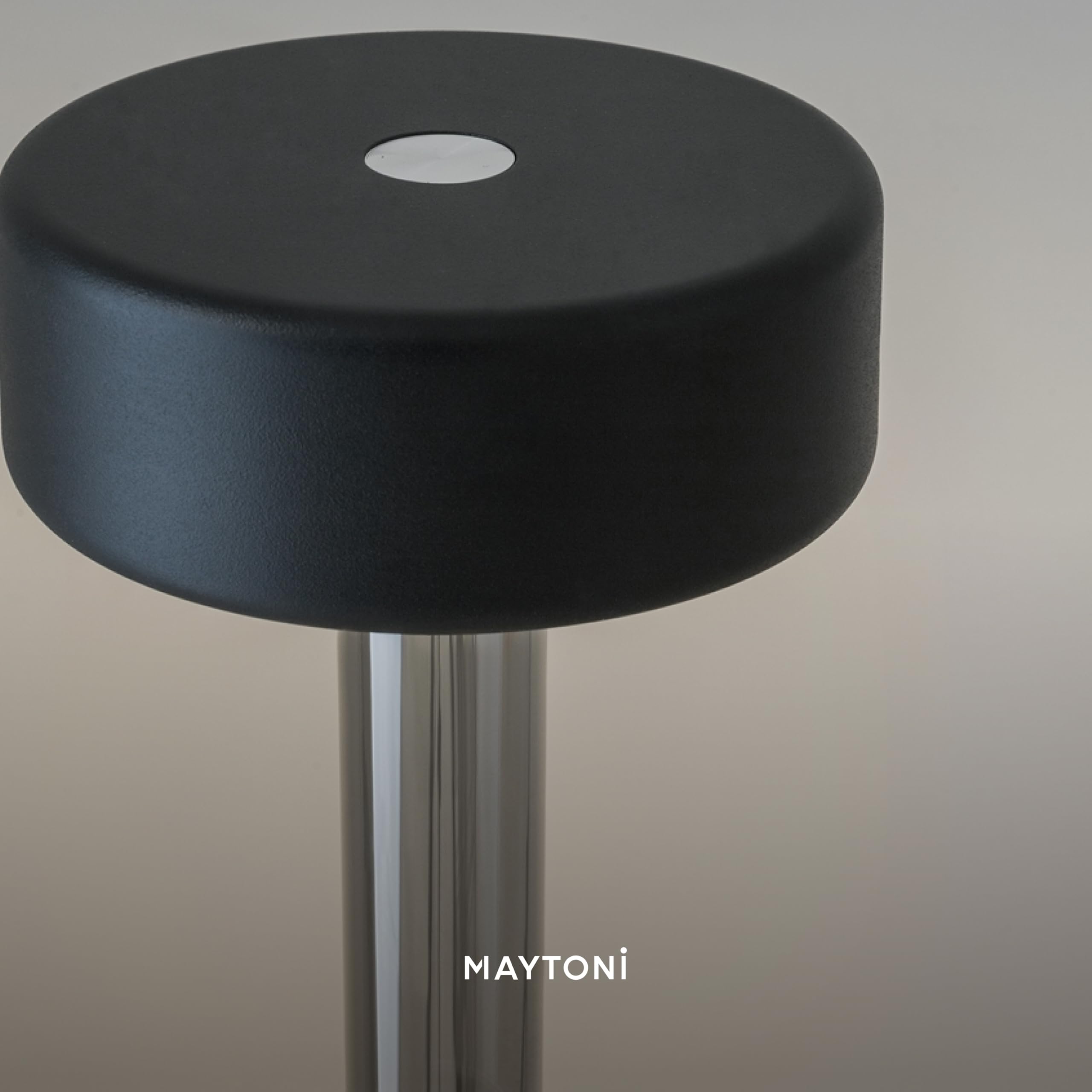 Maytoni Akku-Tischleuchte Symbia Rauchglas Schwarz, LED 3W dimmbar, 3 Farbtemperaturen 2200K 3000K 4000K, kabellos, IP20, Tischlampe Restaurant Terrasse, 2 in 1 Vase und Lampe, Touch Bedienung