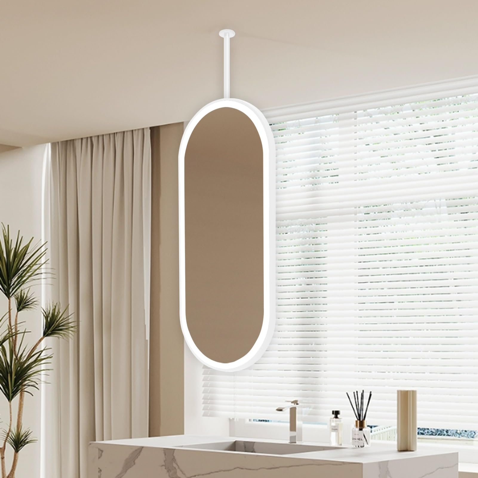 Miroir de salle de bain ovale LED grand miroir mural de salon 40x70