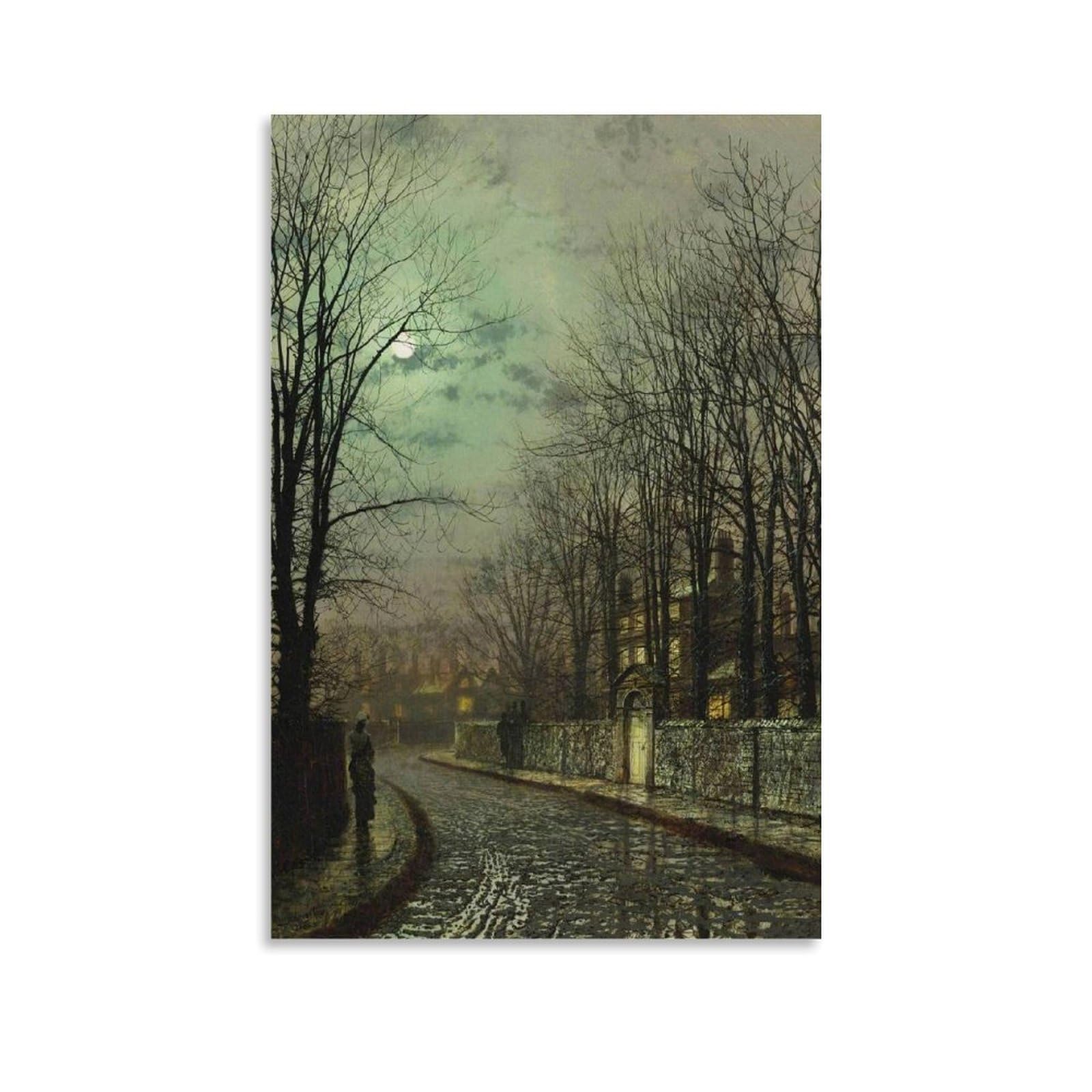 John Atkinson Grimshaw Painter Works《The Tryst》Printed Posters Wall Art Picture Painting Canvas Prints Artworks Bedroom Living Room Decor 08x12inch(20x30cm)