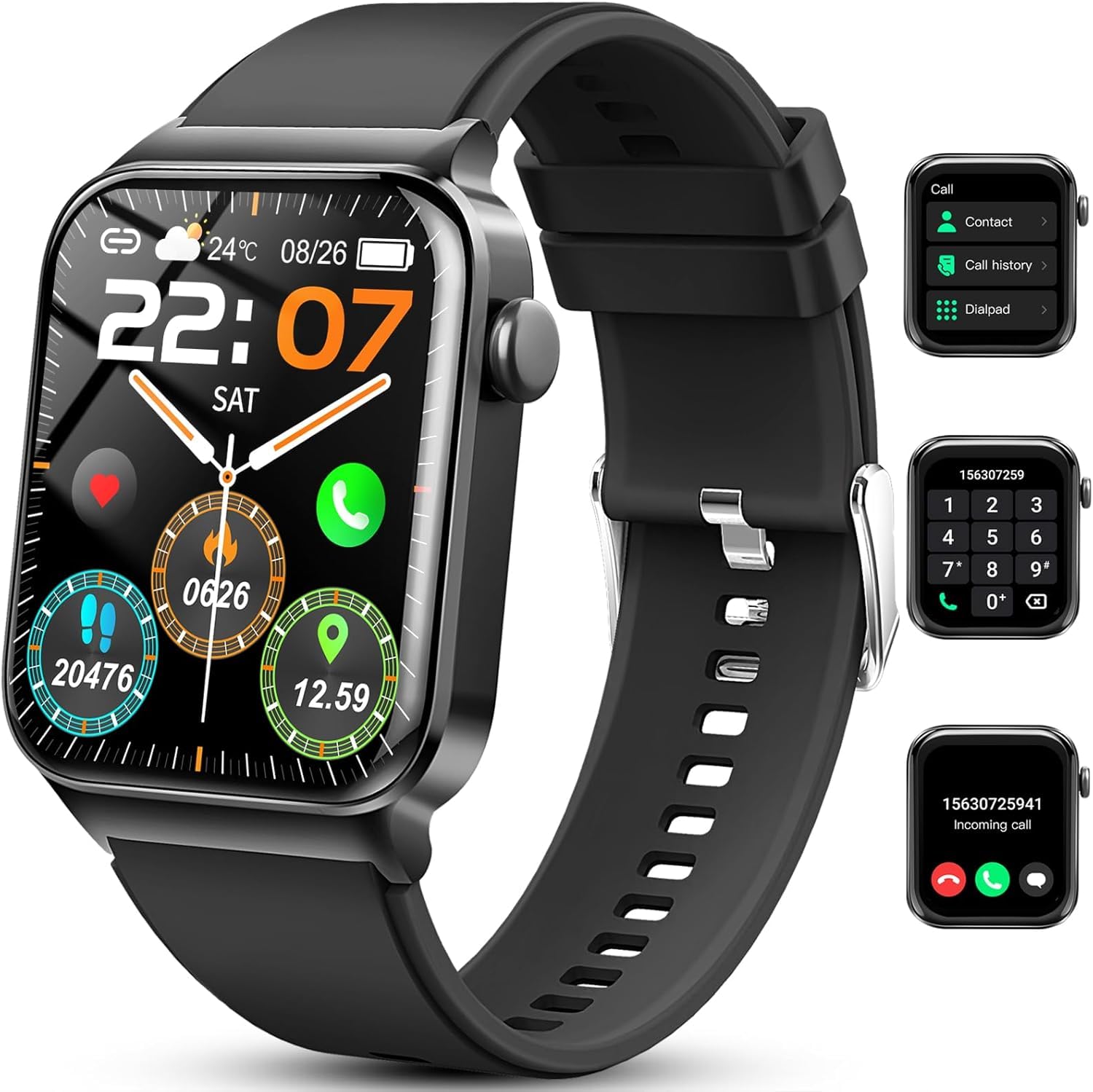 Smartwatch Donna Uomo con Effettua/Risposta Chiamate, 1.85" Orologio Fitness Smart Watch con Contapassi/Cardiofrequenzimetro/Cronometro, 113 Sportivo, Impermeabil IP68 Fitness Tracker per Android iOS