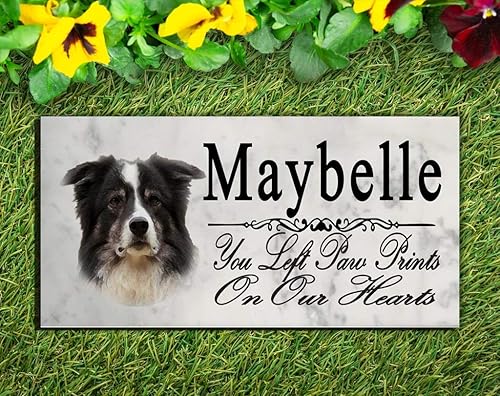 Miniatura 2 de Broad Bay Border Collie Memorial Stone - Placa personalizada para pérdida de mascotas para interiores o jardín, lápida para tumba al aire libre