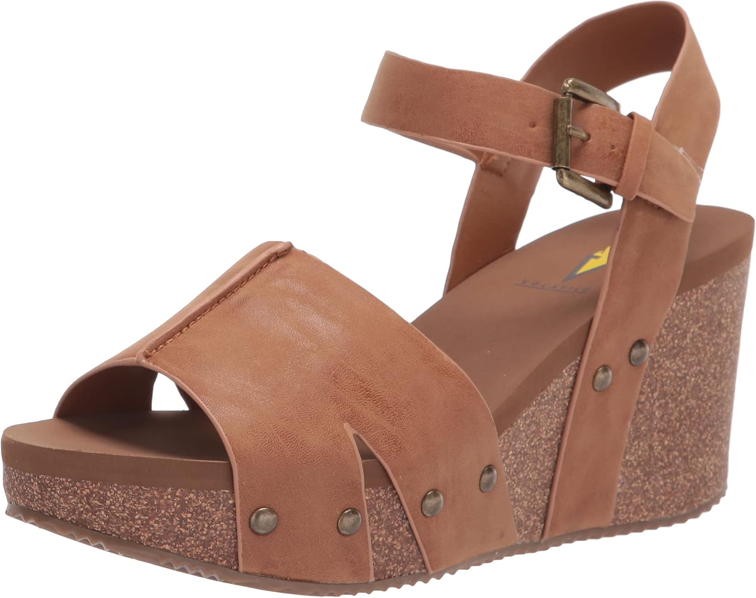 VOLATILE Women's Ankle Strap Wedge Sandal, TAN, 10