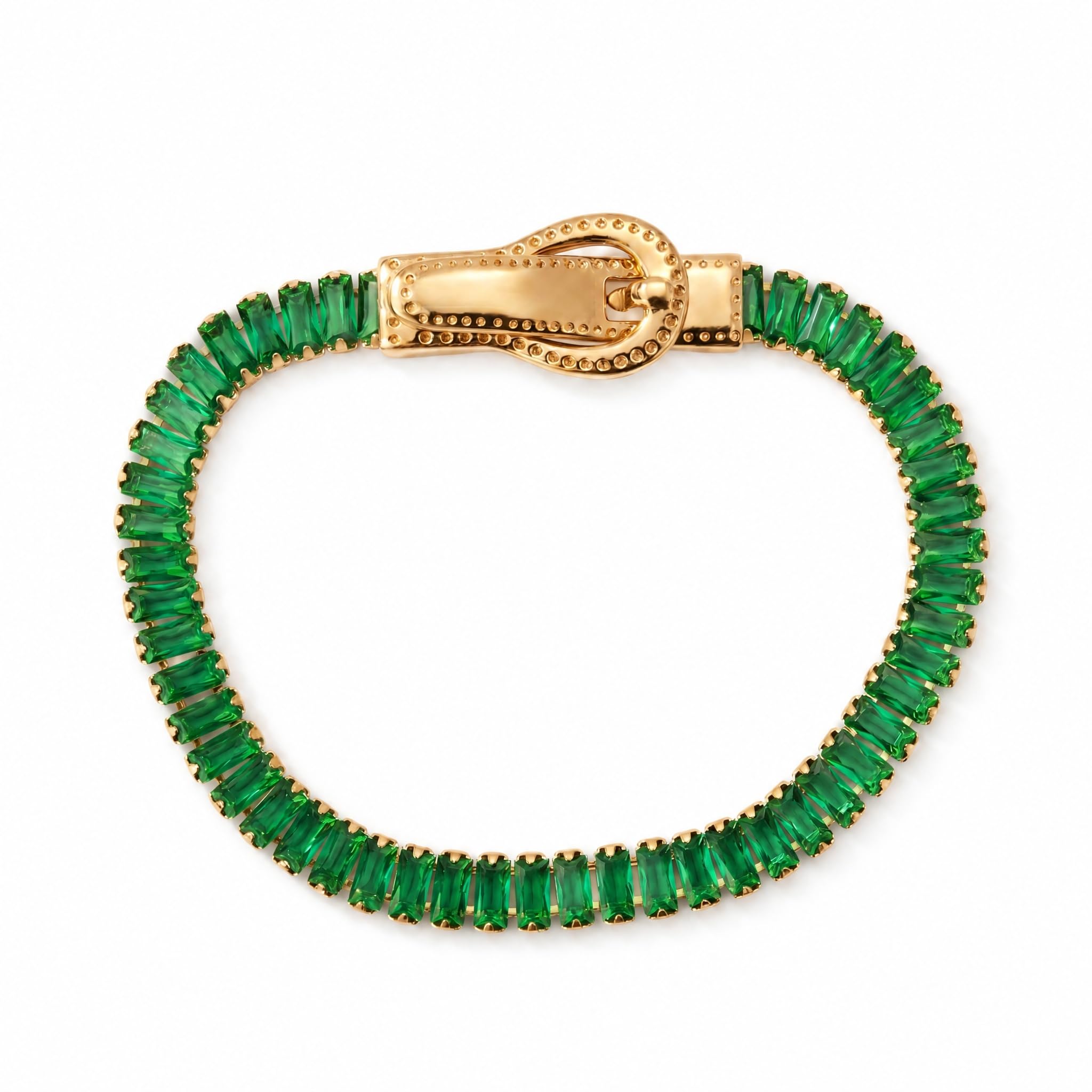 Green Baguette Tennis Bracelet for Women - Gift for Girls & Women | Waterproof & Anti-Tarnish Bracelet-image-40