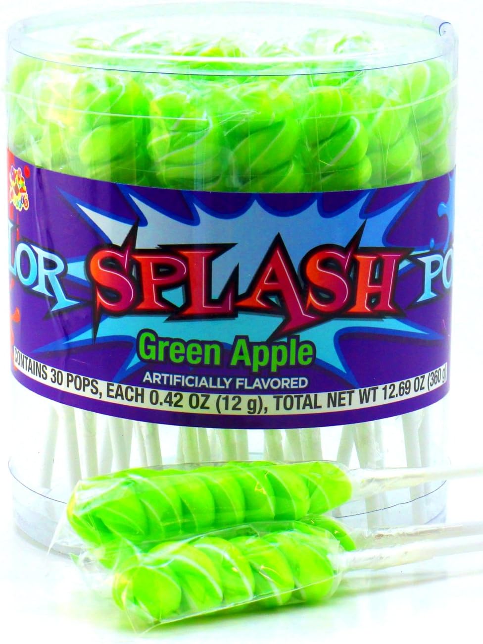 Color Splash Pops, Green Apple Flavor, 30 Count Tub