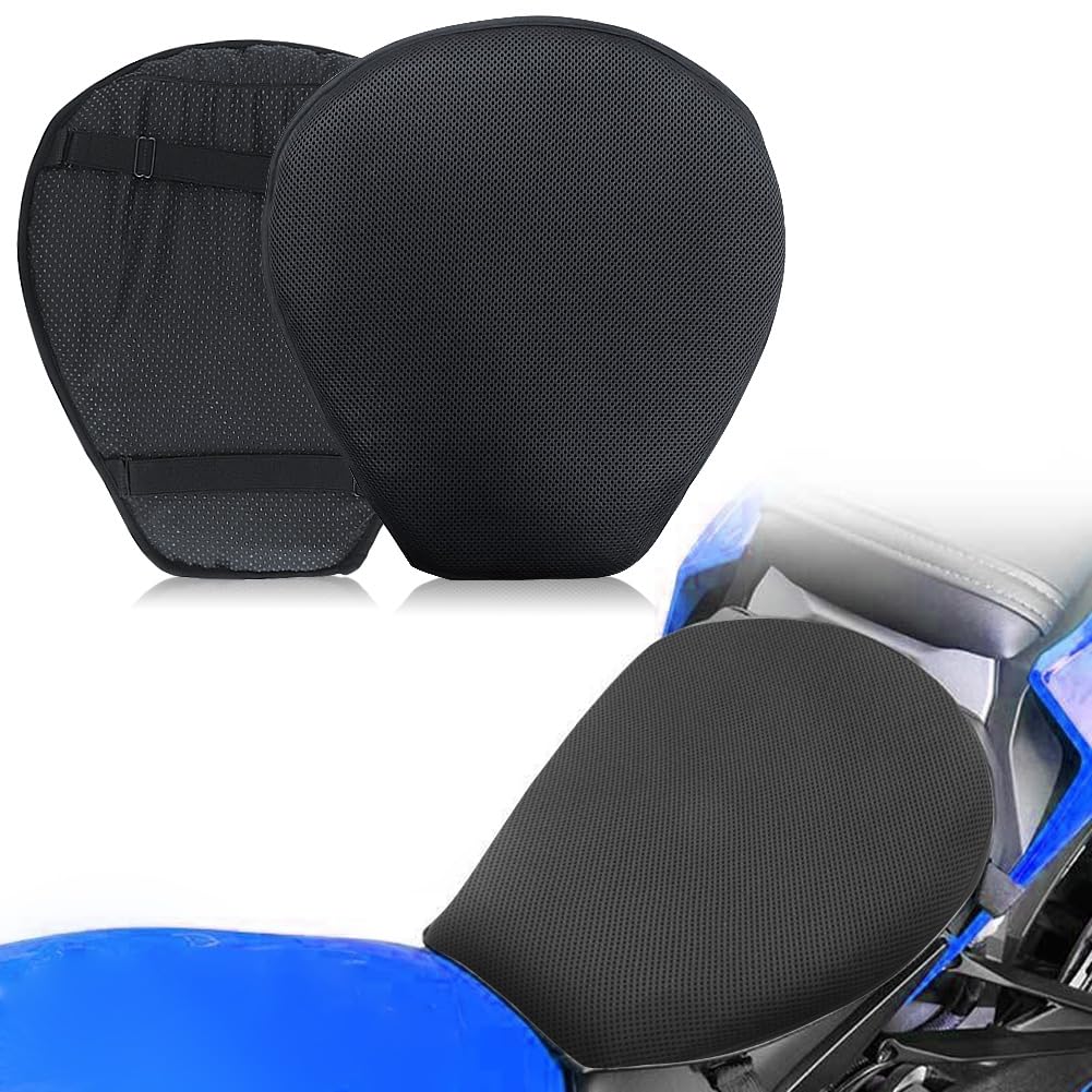 DZG Motorcycle Seat Cushion Breathable Vibration Shock Absorption Pressure Relief Gel Seat Cushion Motorcycle Seat Pad Outdoor Riding Accessories 3D Honeycomb Structure
