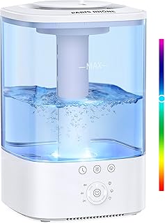 PARIS RHÔNE Air Humidifier Cool Mist for Plants Baby, 3.5L Top Fill Humidifier with 7-Color LED Light Touch Control 4 Timers 3 Mist Outputs Quiet Humidifier for Bedroom