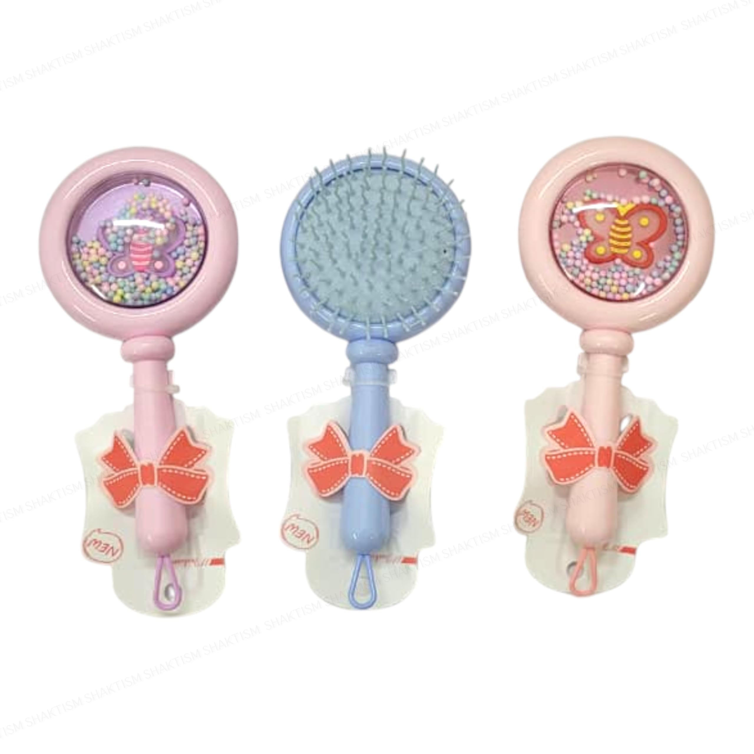 Kids Hair Brush and Comb Set, Glitter Design with Soft BPA-Free Bristles, Antistatic Paddle Cushion for Kids, Travel-Friendly (Butterfly 1Pc)-image-44