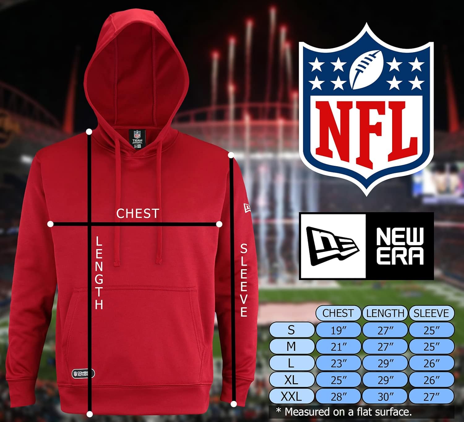 New Era NFL Men's Safety Performance Pullover Hooded Sweatshirt, Pro Football Fleece Hoodie Large Los Angeles Rams