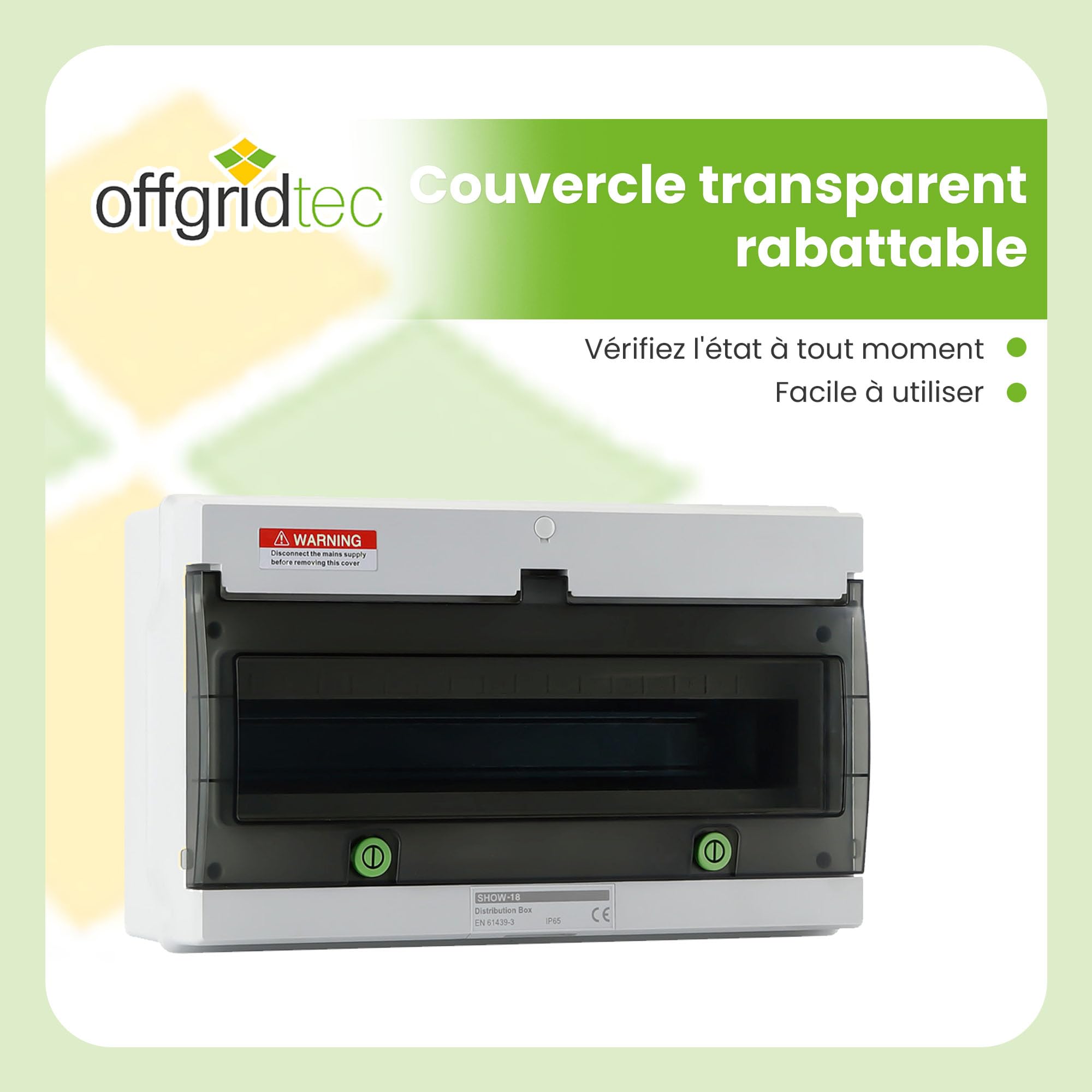 Offgridtec Coffret de distribution 18 TE avec rail DIN, IP66 étanche