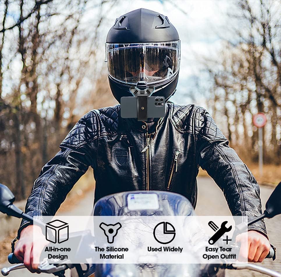 Image of Helmet Camera Mobile Mount Holder for Bike /Riding Accessories Helmet Phone Chin Mount Pack of 1