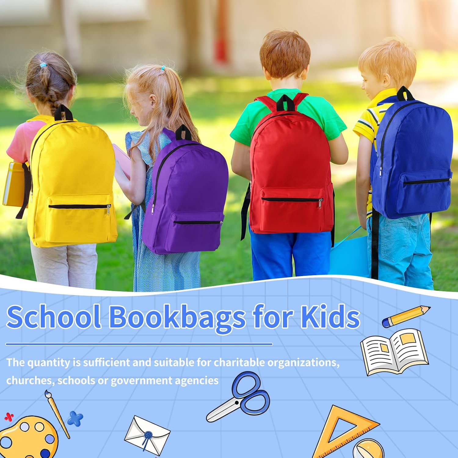 24 Set Bulk Backpacks with Sport Water Bottle Back to School Supplies Kit Book Bags in Bulk for Elementary, Middle, and High School Kids Boys Girls Teens Students image 2