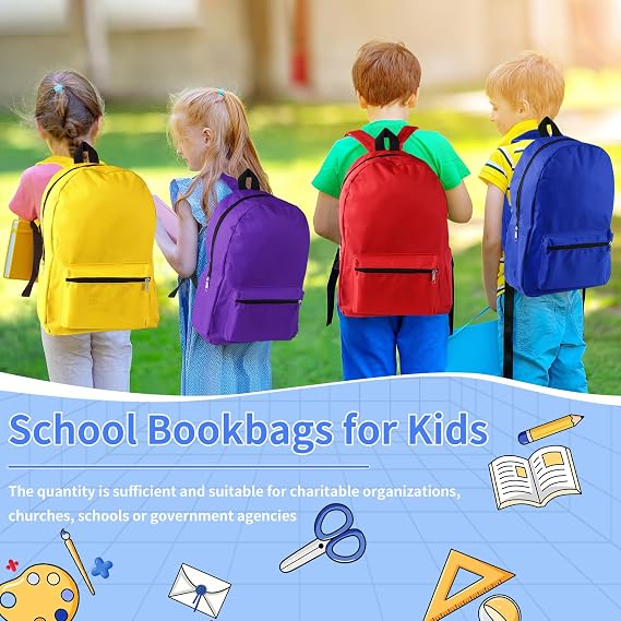 24 Set Bulk Backpacks with Sport Water Bottle Back to School Supplies Kit Book Bags in Bulk for Elementary, Middle, and High School Kids Boys Girls Teens Students