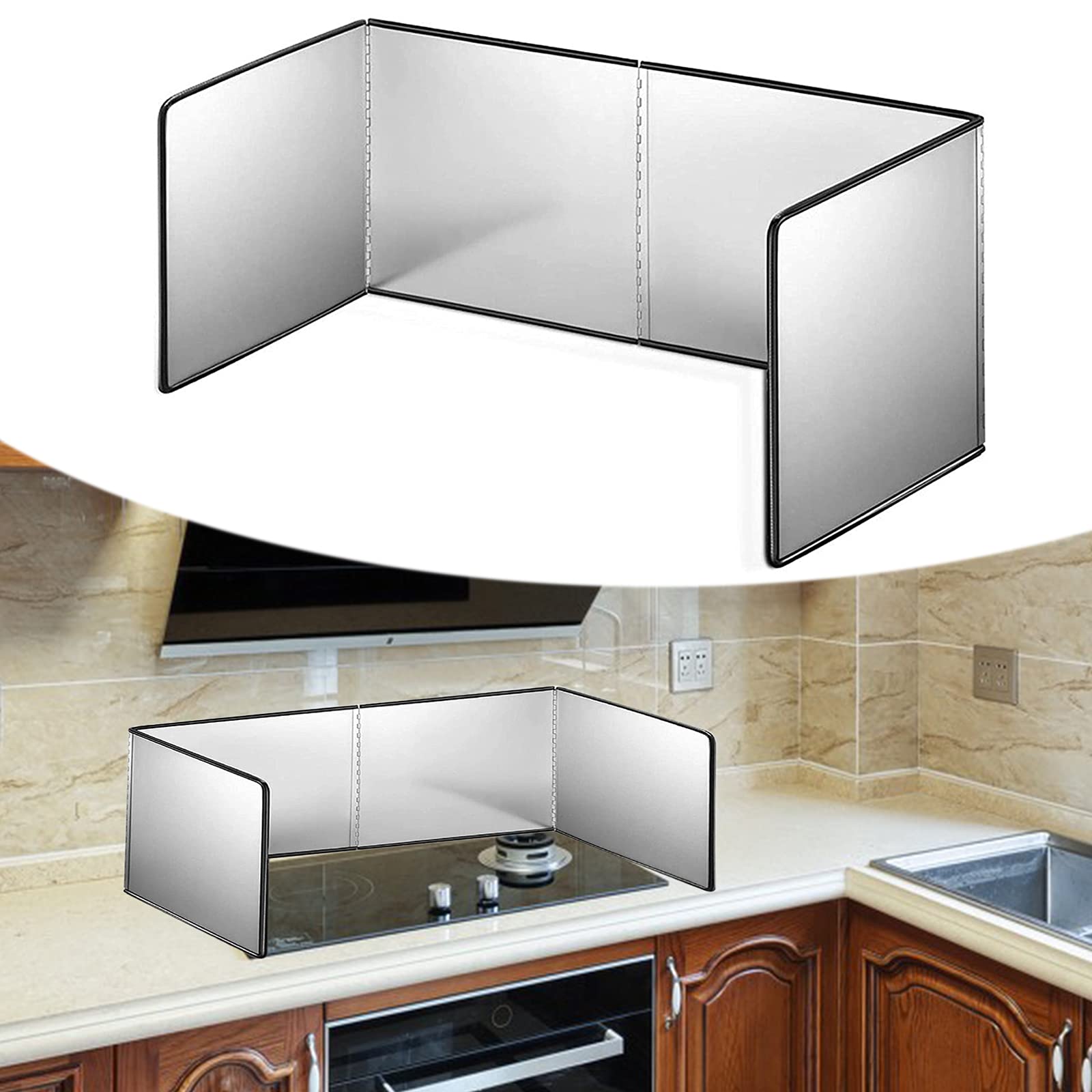 WMLBK Paraspruzzi pieghevole in acciaio inox, per cucina (30 x 80 x 40 cm)