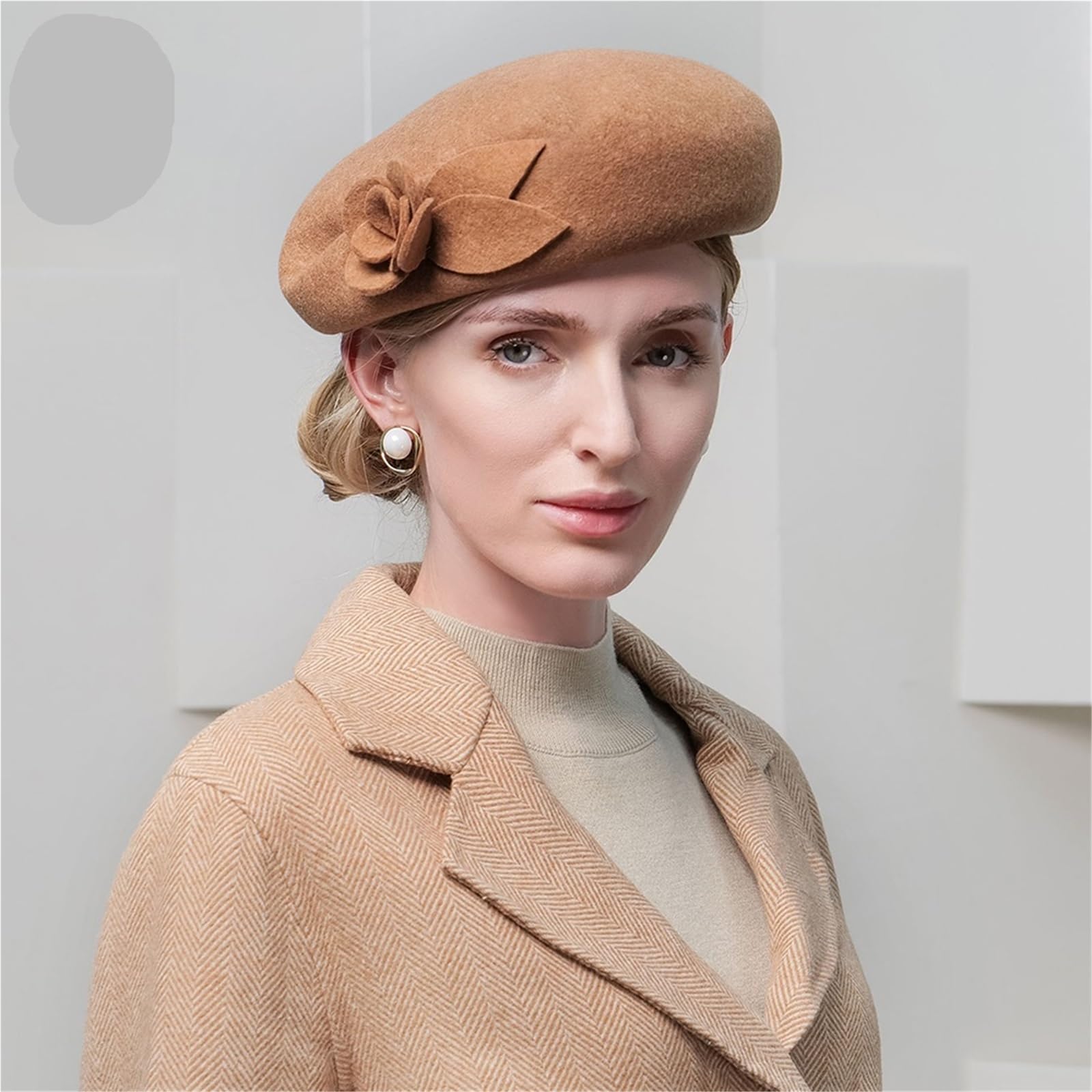 Bombetta Donna Cappelli Fascinator Berretti in Feltro di Lana | For donna elegante berretto da chiesa formale con cappello da cocktail for matrimonio a fiori