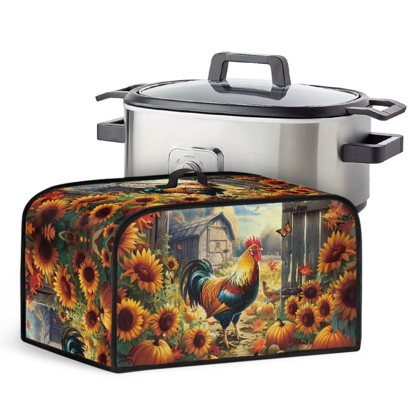 Crock Pot Dust Cover Sunflower Rooster Crock for Pot Cover Dust Cover 6-8 qt Slow Cooker Dust Cover