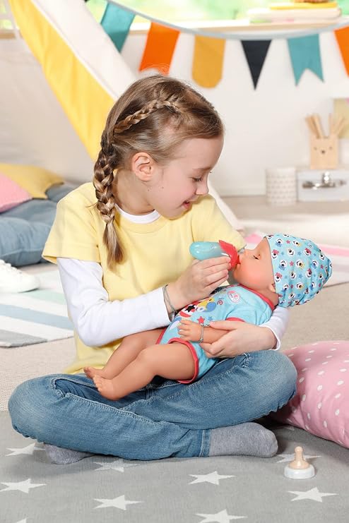 BABY born Soft Touch Boy 43cm With Magic Dummy - Realistic Doll With Lifelike Functions - Soft To The Touch, Flexible Body - Eats, Sleeps, Cries & Uses The Potty - 11 Accessories - Blue, 827963