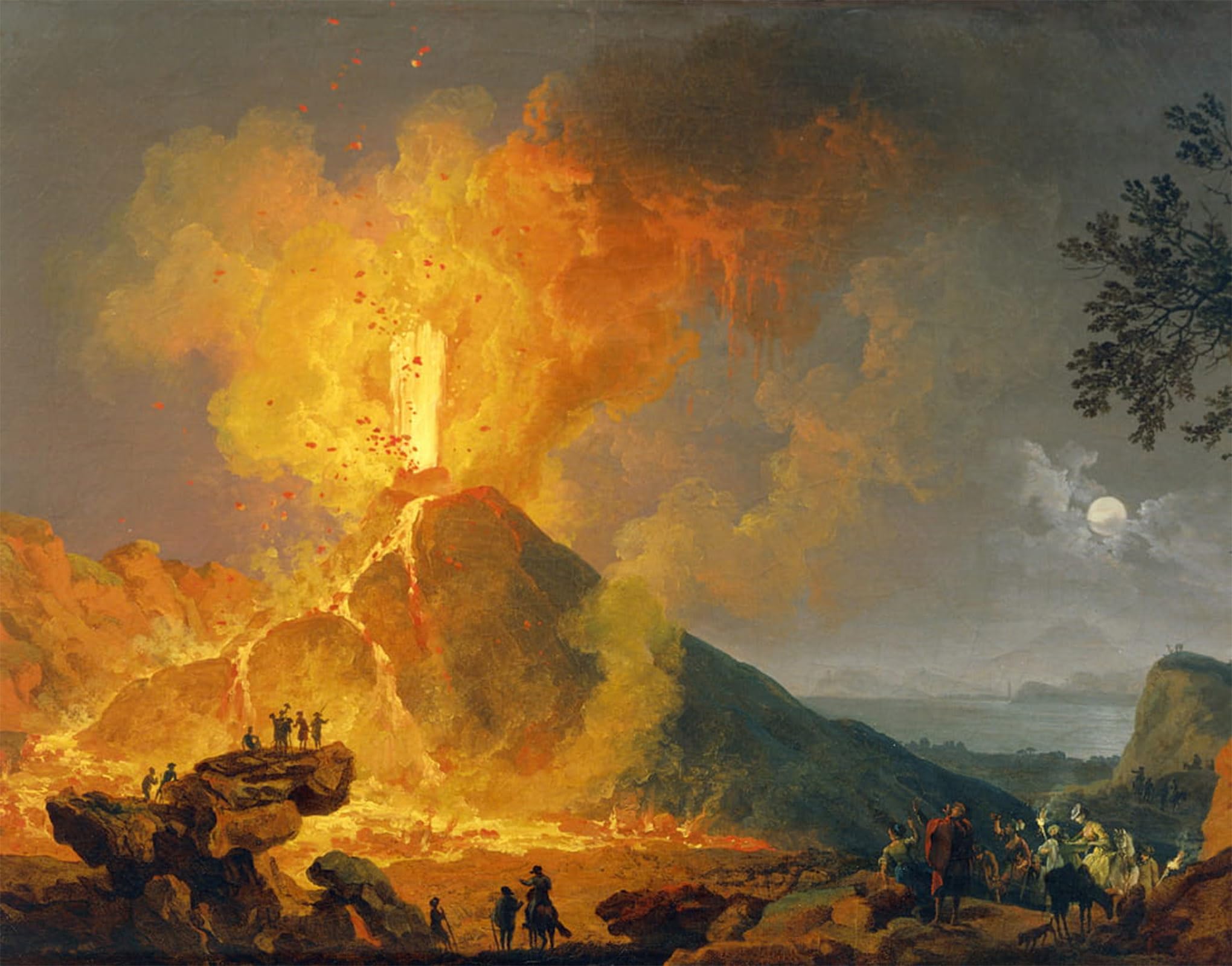 POSTERIIk Famous Modern Artwork Art Mural Eruption of Vesuvius by Pierre Jacques Volaire Oil Paintings Pictures for Home Decor 60x90cm