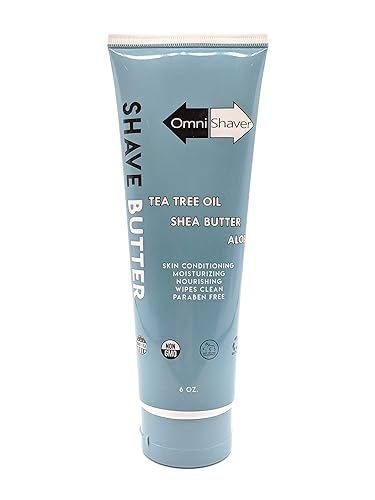 OmniShaver Shave Butter - Crema de afeitar hidratante para hombres y mujeres  Fórmula para piel sensible  Tamaño de viaje 6 onzas  Aloe, árbol de té