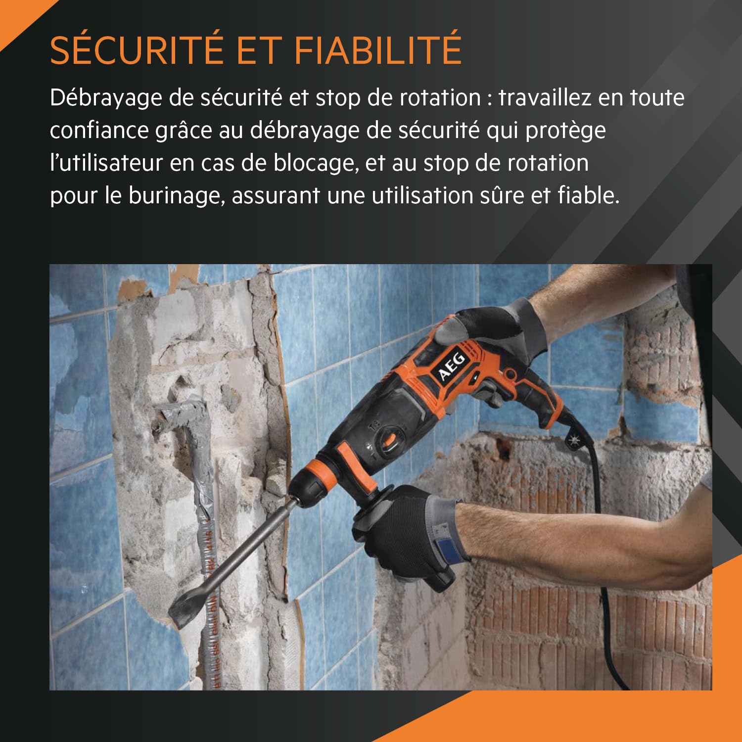AEG - Perfo-Burineur Sds-Plus 24 mm 800 Watts, 2,7 Joules, Perçage dans le Béton 24 mm/Bois 30 mm/Métal 13 mm, Livré avec 3 Forets et 2 Burins - KH24IXE Kit1