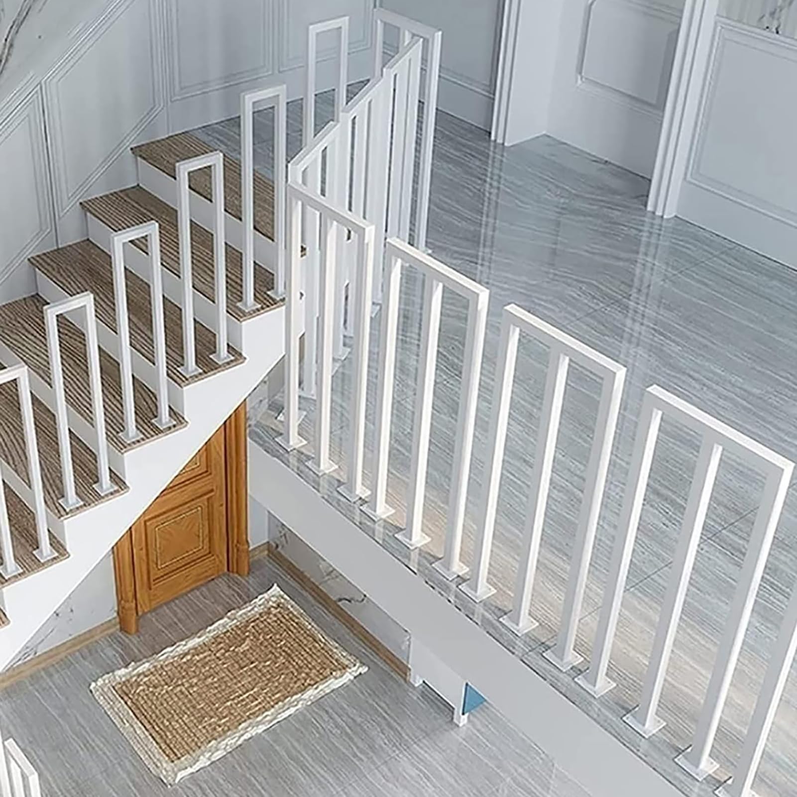 U-förmige Treppengeländer Innen, Dachboden Dekorative Handlauf Treppe, Geländer Treppe Seitliche Montage, Behinderte Rutschfeste Flurdeck Pflegeleicht Treppenhandlauf (Weiß A, 110cm)