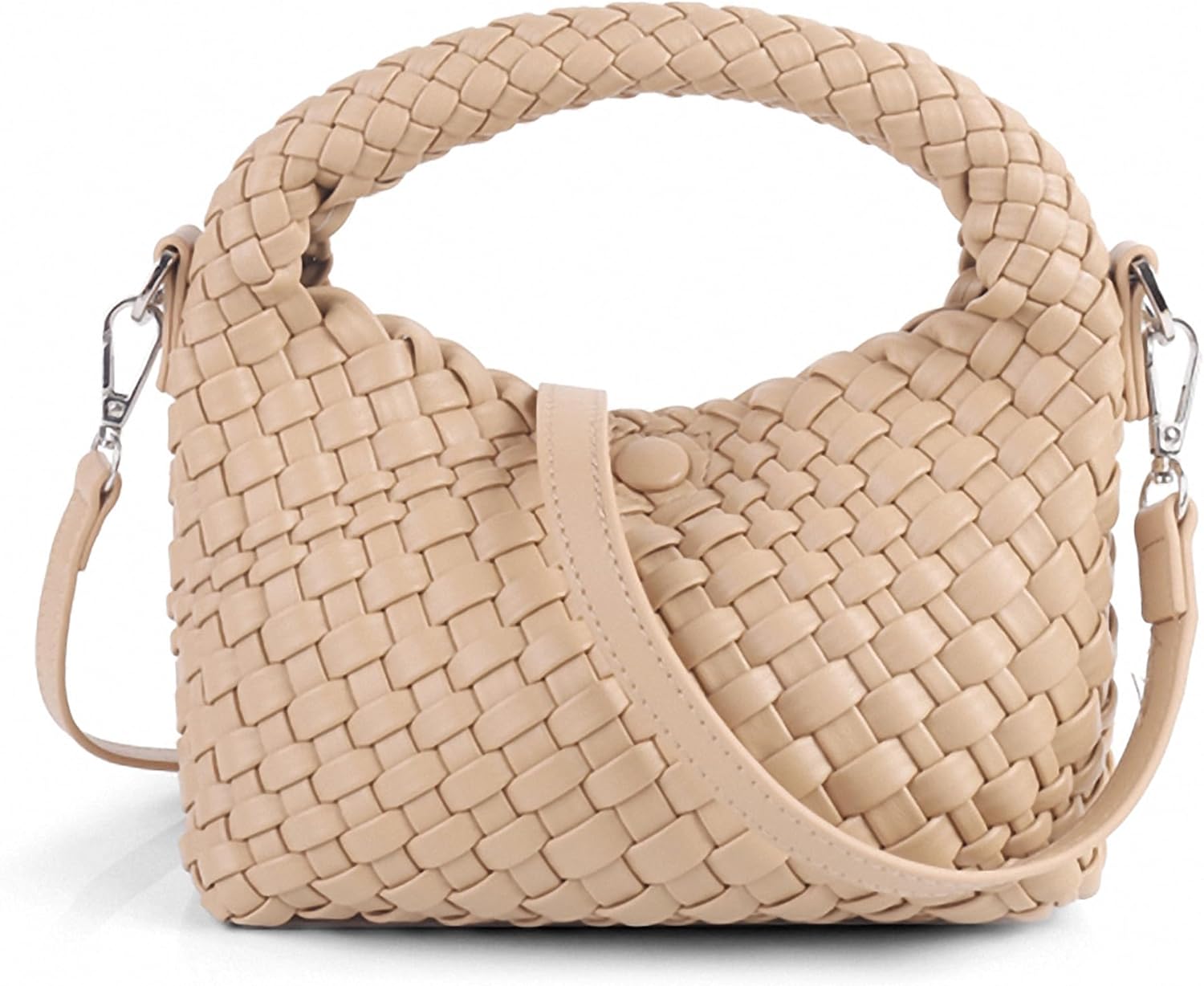 Women woven handbags detachable strap tote small crossbody purse casual.