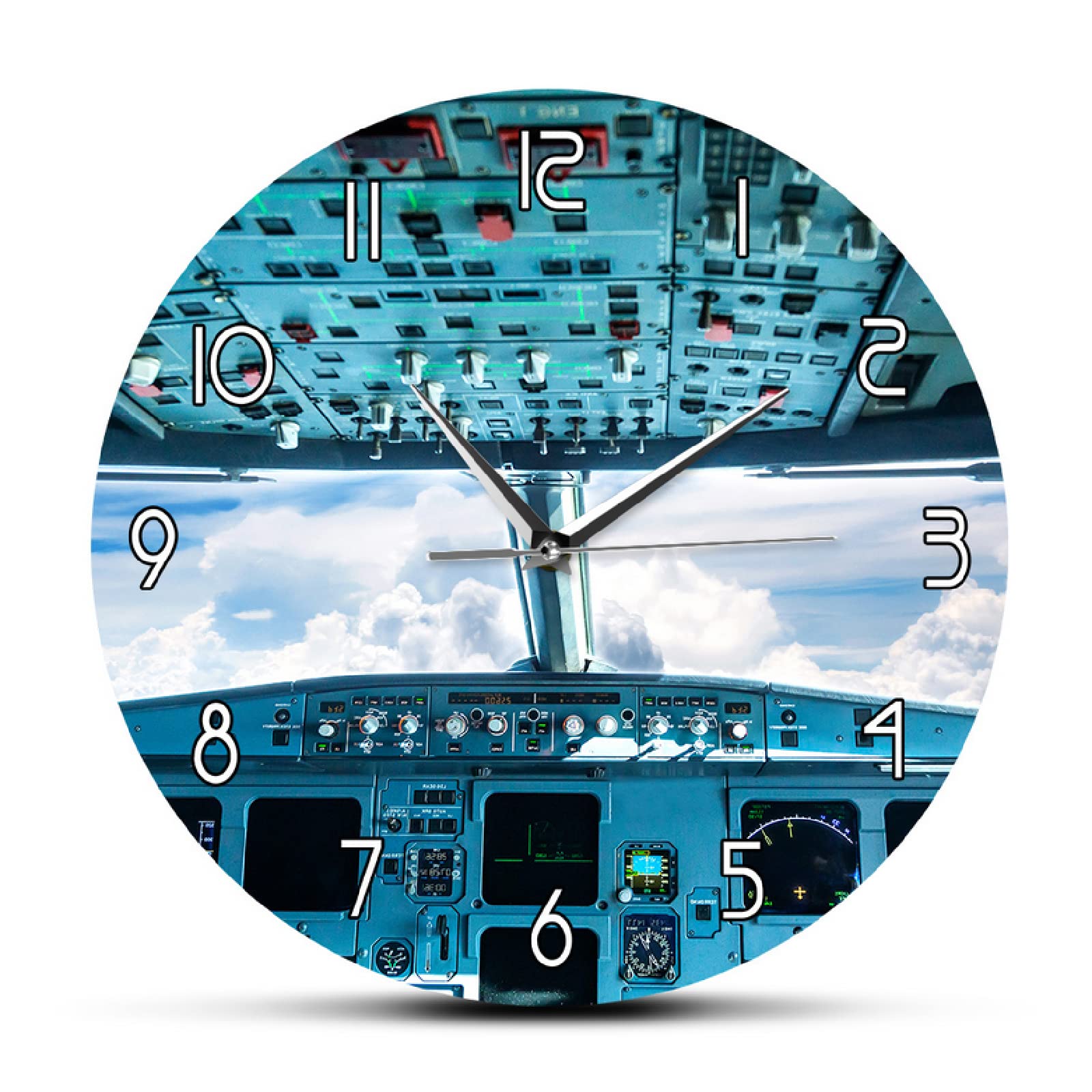 (30cm) Reloj de Pared de Aviador de Cabina Interior de avión, piloto de aviación, Moderno, silencioso, Arte de Pared, avión, decoración del hogar