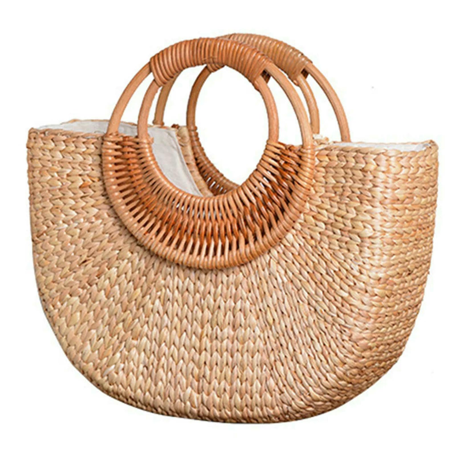 Strohtaschen Damen Shopper Women Summer Beach Bag Elegant Gewebte Top -Griff -Taschen -Reisetasche Tasche Für Reisen Und Urlaub-Standard
