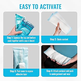 ICEWRAPS Instant Perineal Cold Pack - 2 in 1 Absorbent Maxi Pad and Instant Cold Pack - 12 Count Single Use Postpartum Ice Cold Compress for After Birth