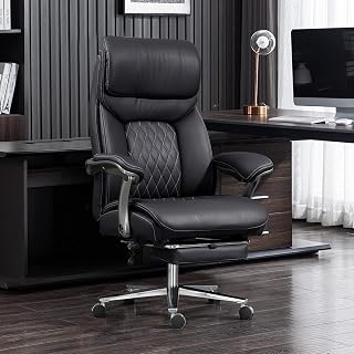 Sedia per Ufficio Big & Tall 272 kg (600 lbs) – Ergonomica Robusta con Schienale Alto,Sedia da Dirigente con Poggiapiedi Retrattile,Altezza Regolabile(Nero)