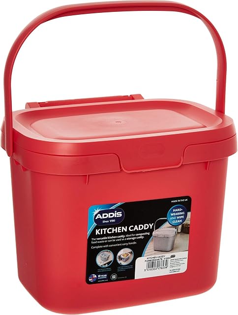Addis Compost Caddy Food Waste Kitchen Storage Bin - Pomegranate