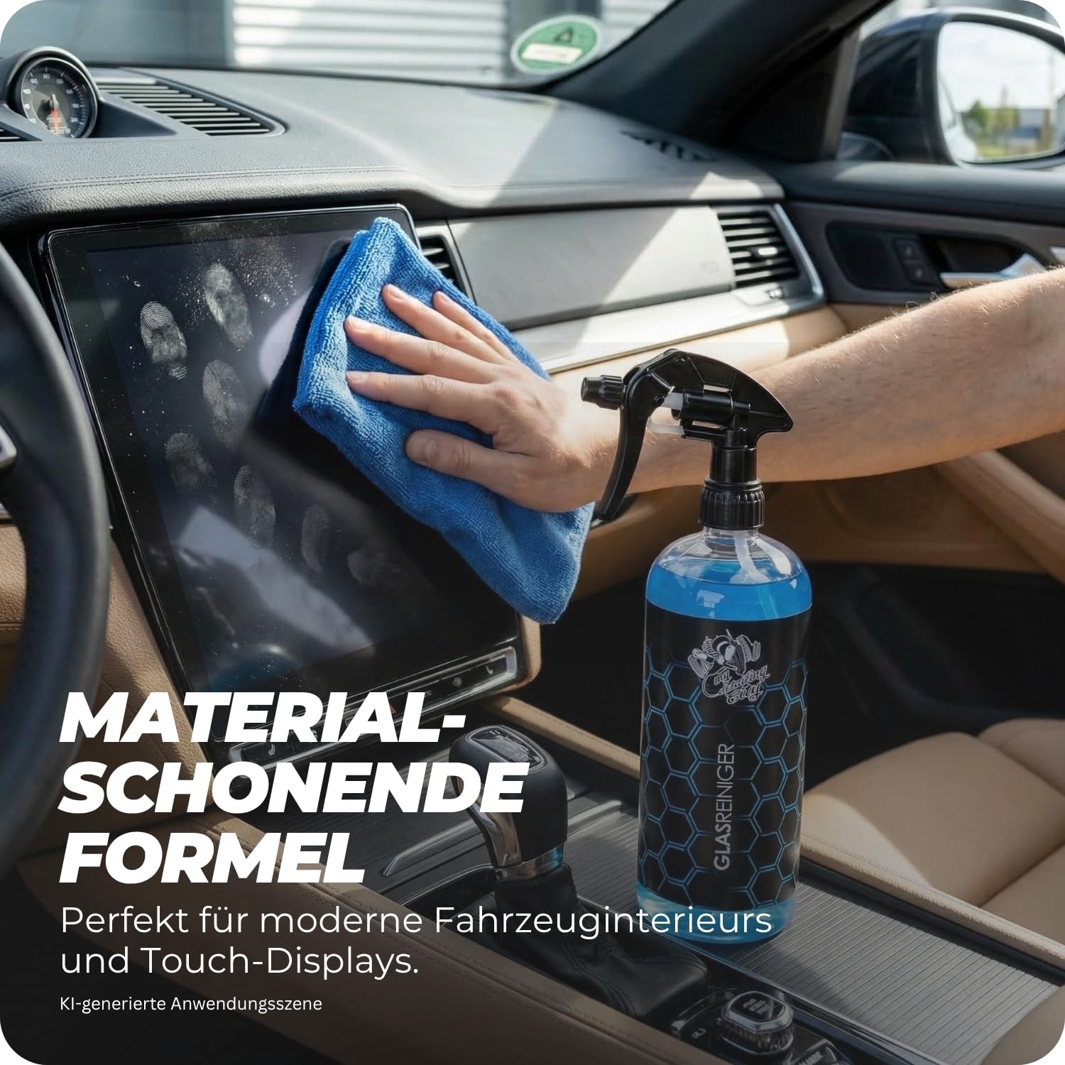 Glasreiniger 5L - Streifenfreie kristallklare Sicht - Schnelltrocknende Formel - Für Scheiben, Spiegel & Chrom