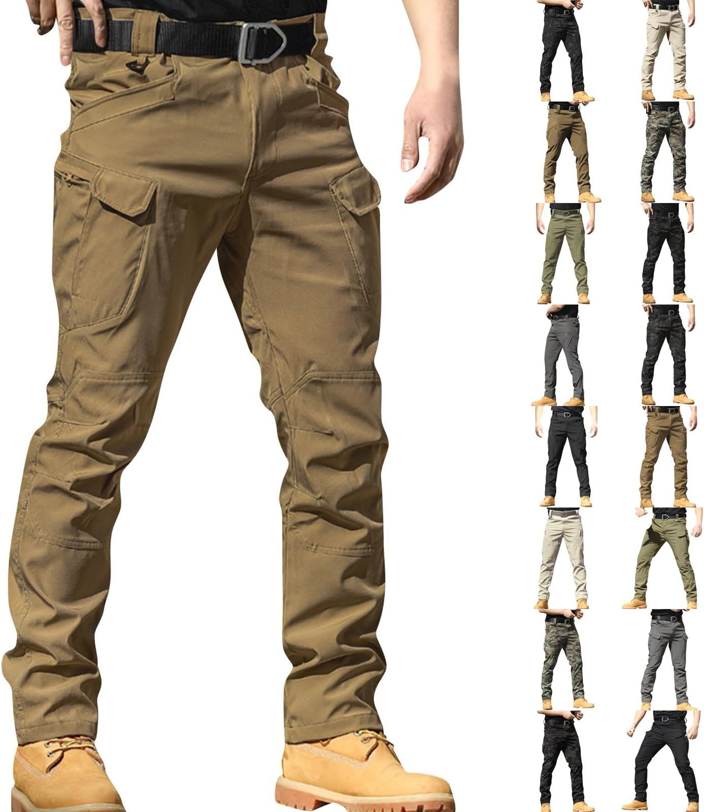 Mens Cargo Pants Baggy Outdoor Waterproof Hiking Work Pants Stretch Multi Pockets Lightweight Classic Tactical Pants