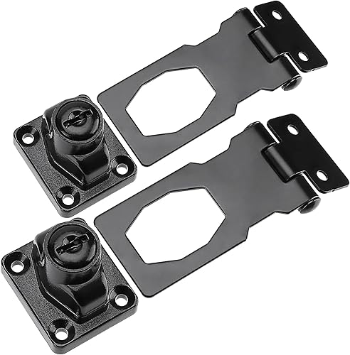 Miniatura 5 de 5 cerraduras de cerrojo con llave de 2.5 pulgadas, perilla giratoria con llave con llaves y tornillos, pestillos de seguridad de metal para puertas