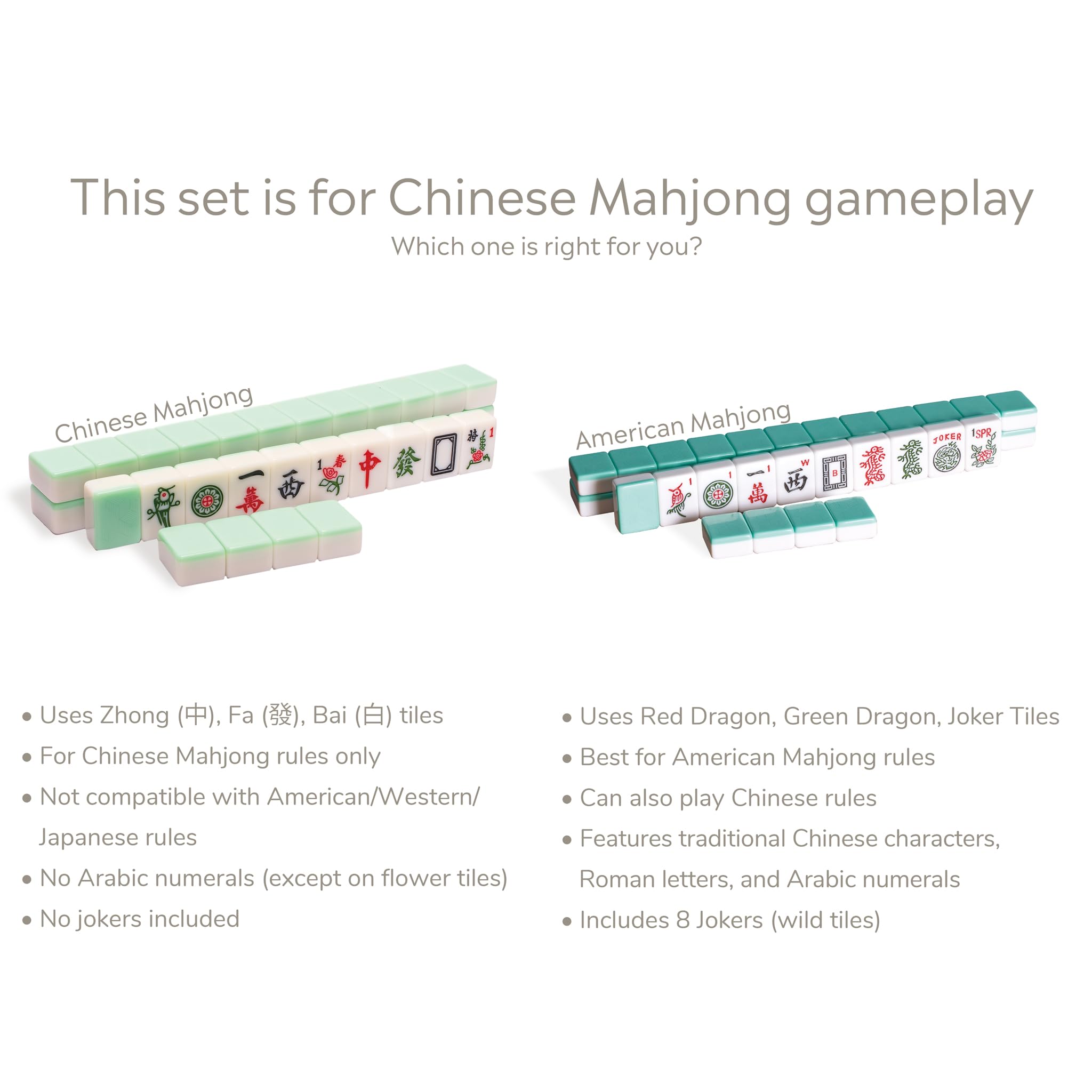 Yellow Mountain Imports Set Mahjong cinese "Emerald Weave" 146 piastrelle 40 mm custodia vinile