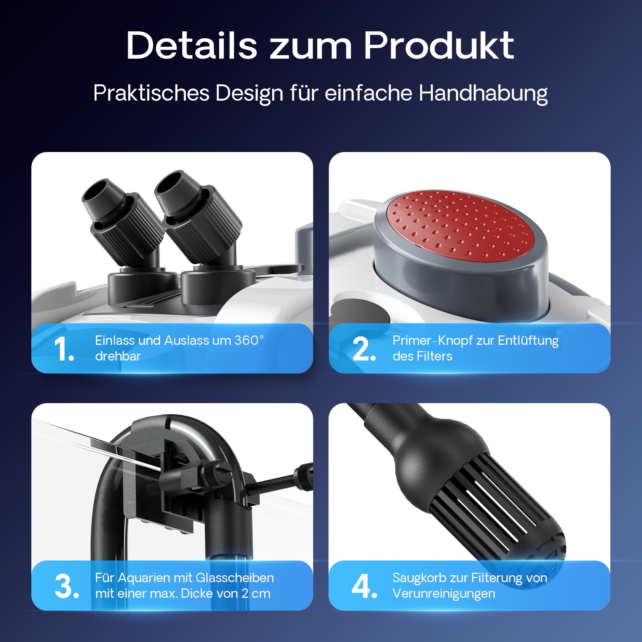 SunSun HW-302 Aquarium Außenfilter 18 W 1000 L/h 3 Stufen Kammerfilter mit Filtermaterial