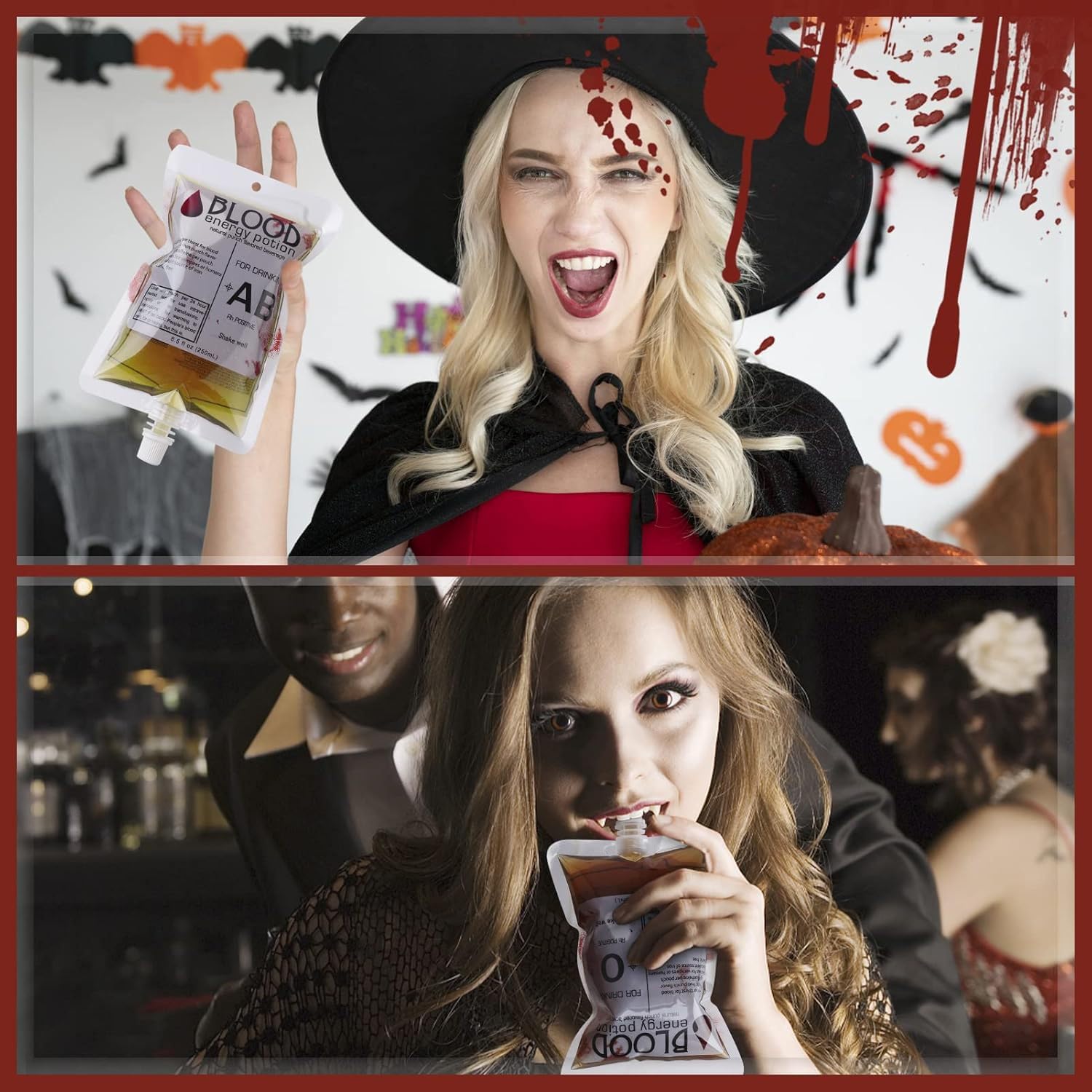 Confezione da 20 sacchetti di sangue di Halloween per bere sacche di sangue da 250 ml contenitori per bevande per feste di Halloween per vampiri ospedale zombie bomboniere per feste in costume