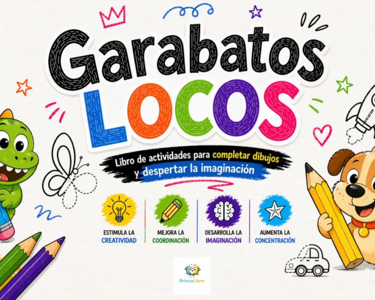 Garabatos Locos: Libro de actividades para completar dibujos y despertar la imaginación (Libros para crear, colorear y trazar)