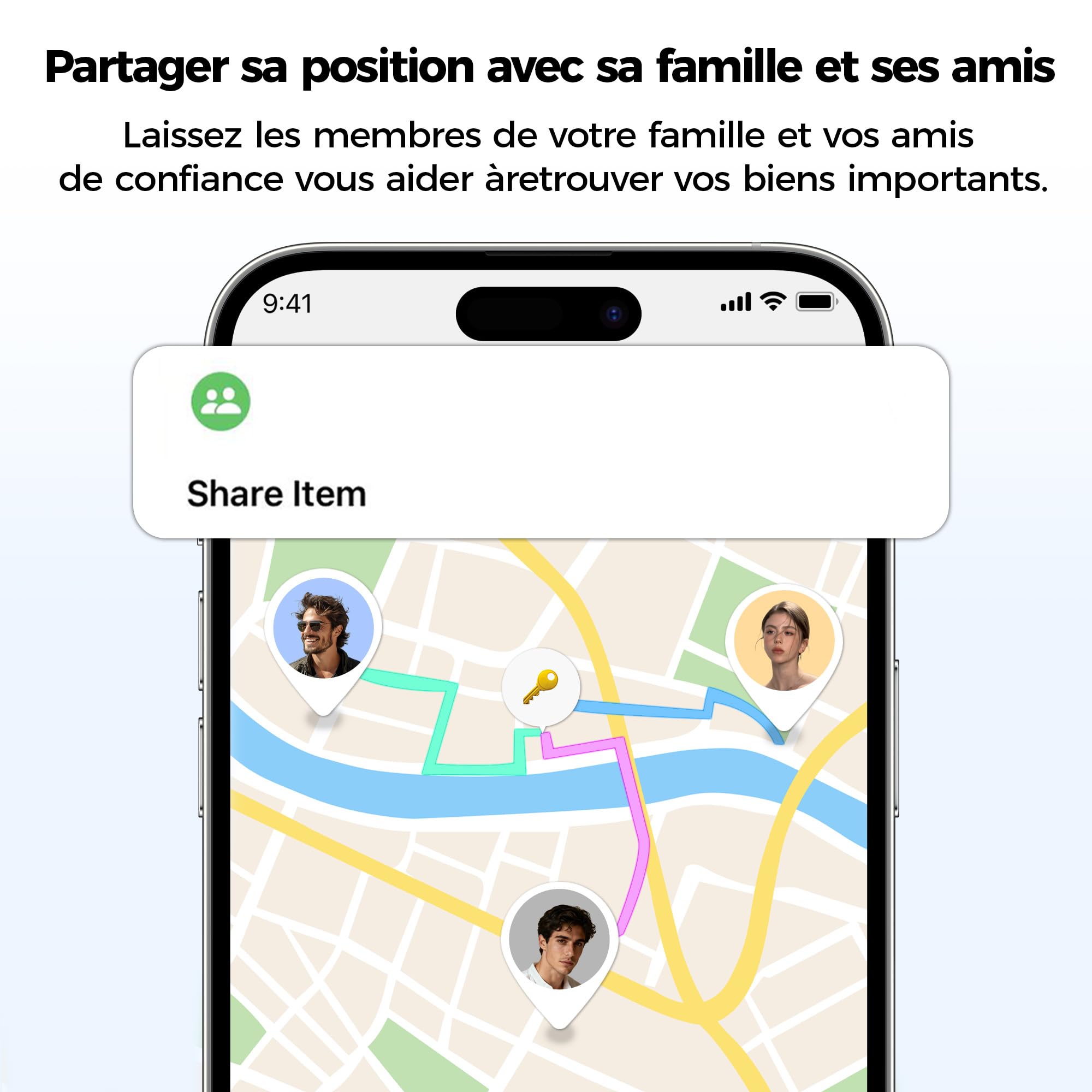 MiLi LiTag Duo Tracker Intelligent Lot de 4 pour iOS et Android, Localisateur de Clés Compatible avec Apple Localiser ou Android Localiser, Pile CR2032, pour Clés, Portefeuille et Bagages, Noir