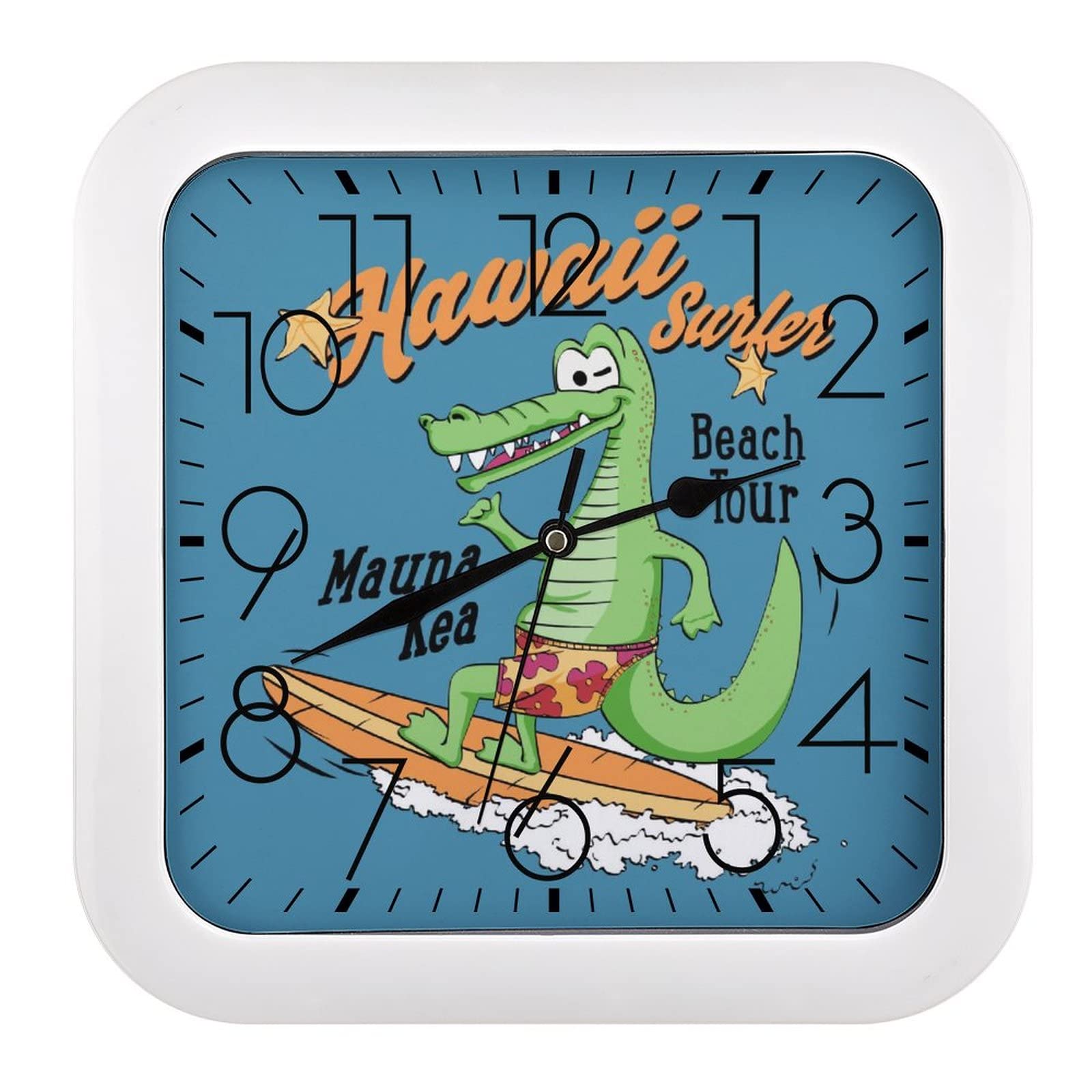 Horloge murale carrée dinosaure surfant décorative 26x26cm