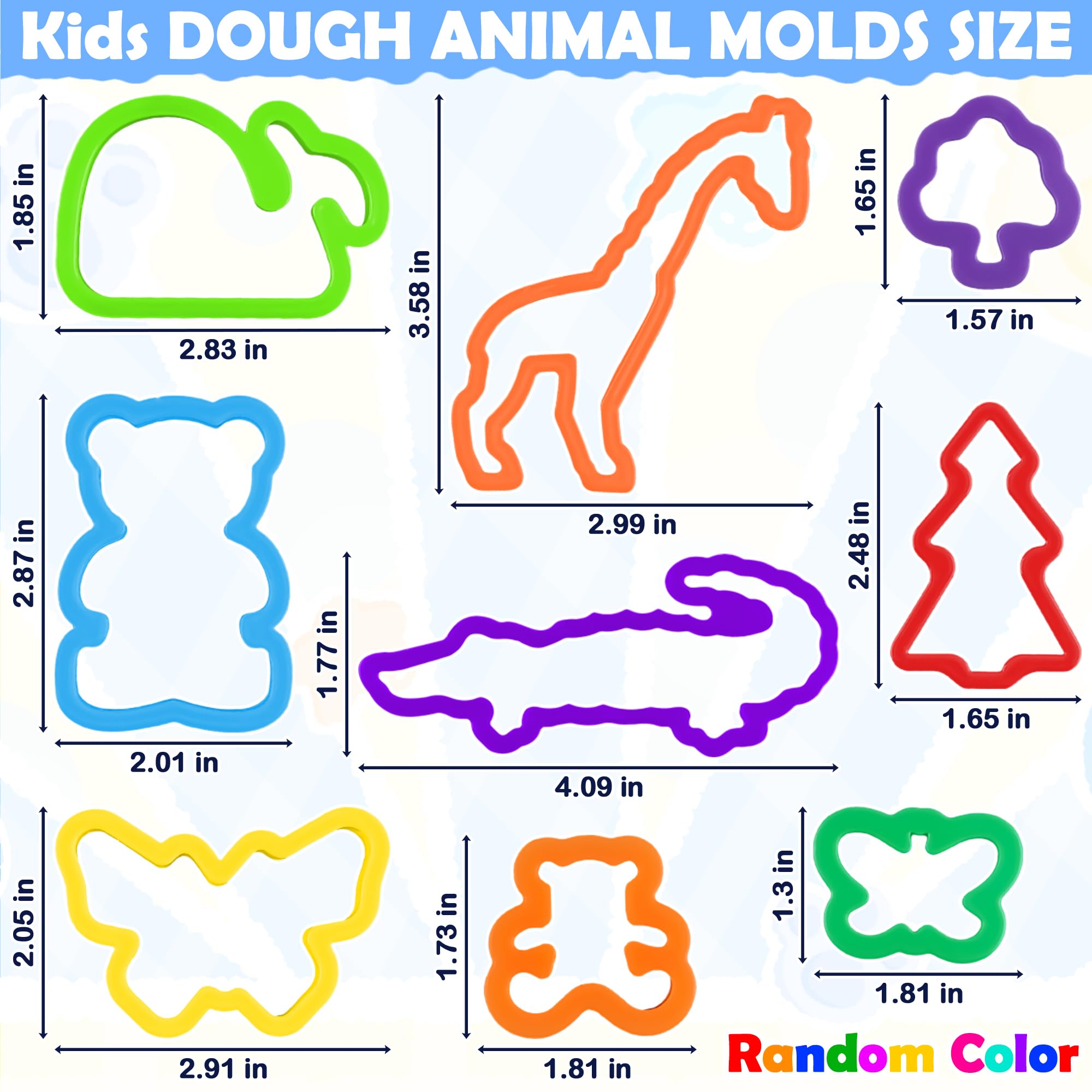 Juego de herramientas de juego de masa para niños, 32 piezas de accesorios de masa con moldes de animales y cortadores de forma, juguetes de cortadores de plástico para niños pequeños 2